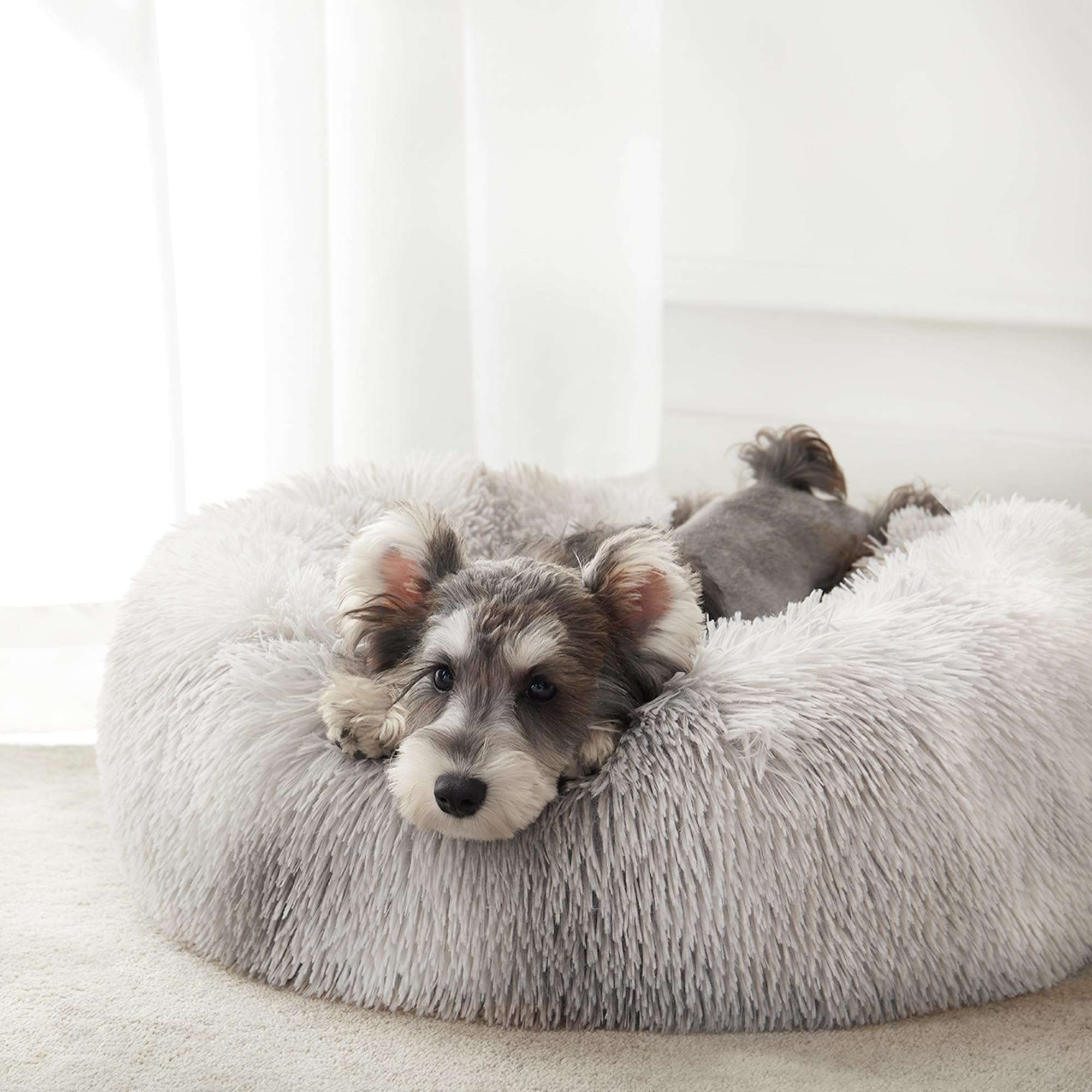 PawCozy Nest: Plush Anti-Anxiety Pet Bed, Light Grey -  by Handbags Specialist Headquarter | Available at Handbags Specialist Headquarter