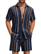 COOFANDY Men's Hawaiian 2 Piece Beach Outfit Set