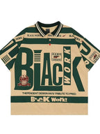 Men's Plus Size Letter Print Half Sleeve Polo Shirt - Men's Polo shirt by Trendsi | Available at Handbags Specialist Headquarter