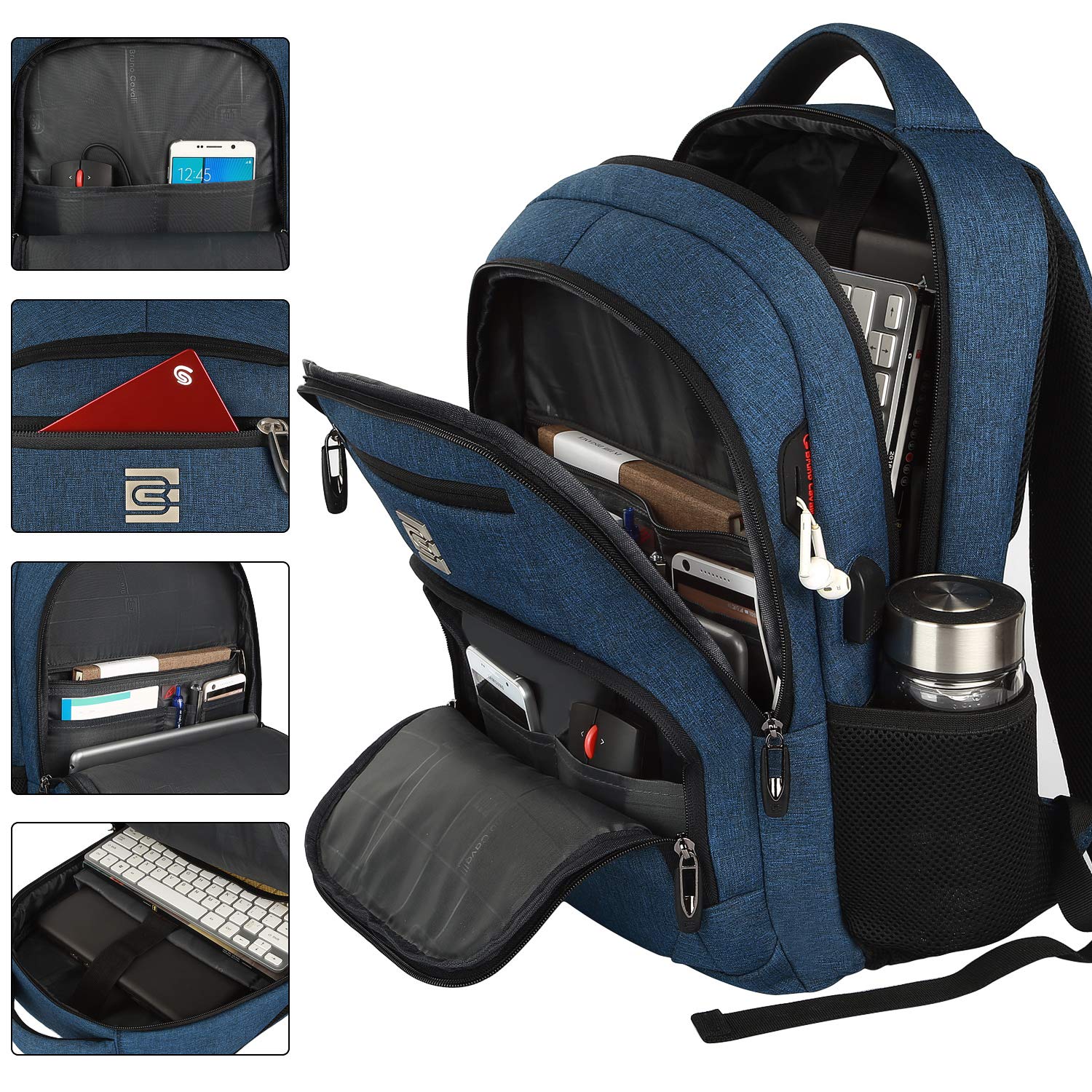 Volher Anti-Theft USB Laptop Backpack - Rose Red