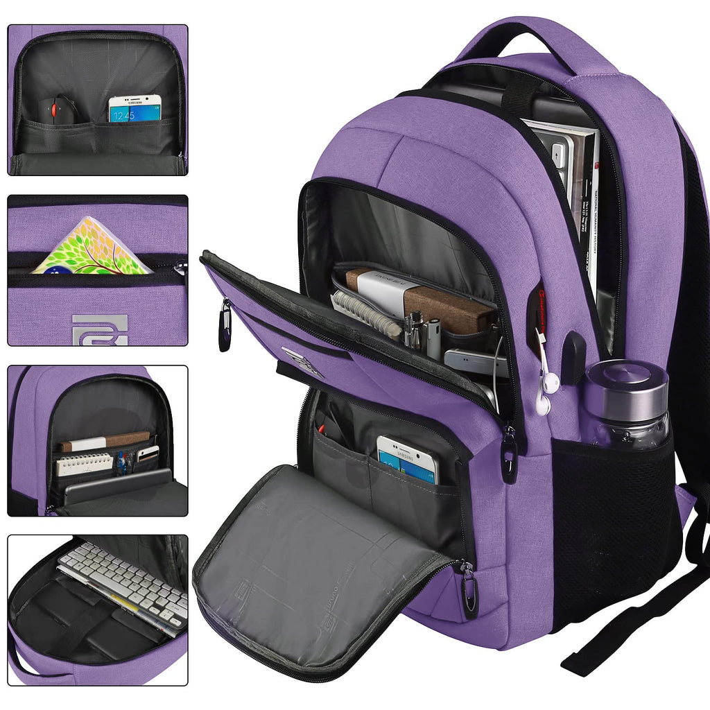 Volher Anti-Theft USB Laptop Backpack - Rose Red