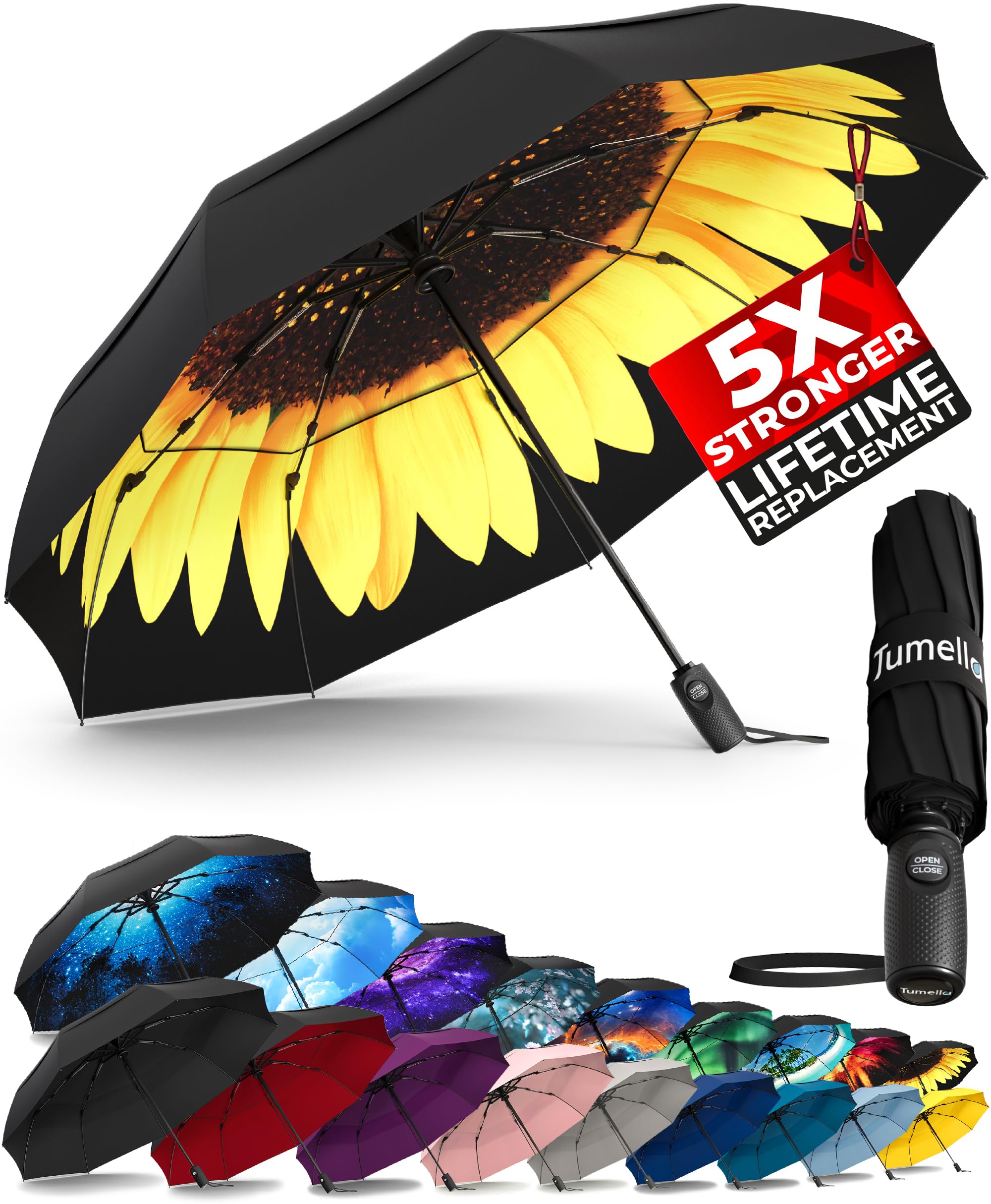 TUMELLA Elite Windproof Travel Umbrella -  by Handbags Specialist Headquarter | Available at Handbags Specialist Headquarter