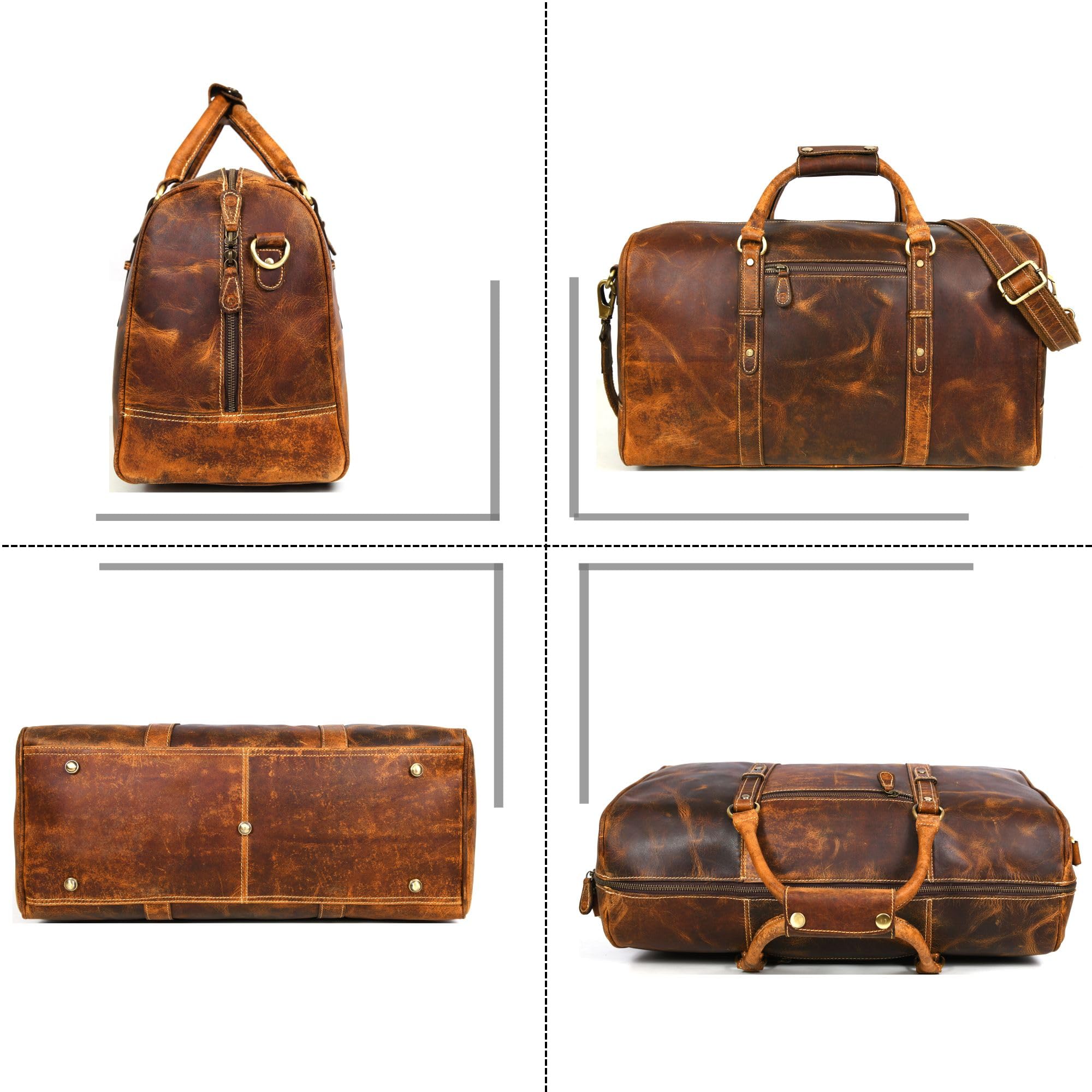 Leather Travel Duffel Bag for Men & Women