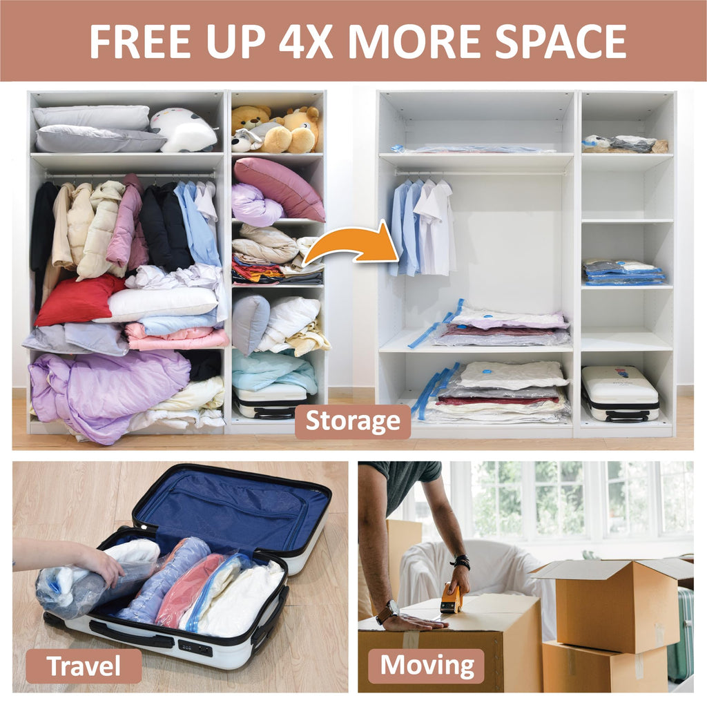 CozyVac Travel Bags with Pump - 6 Pack Space Savers -  by Handbags Specialist Headquarter | Available at Handbags Specialist Headquarter