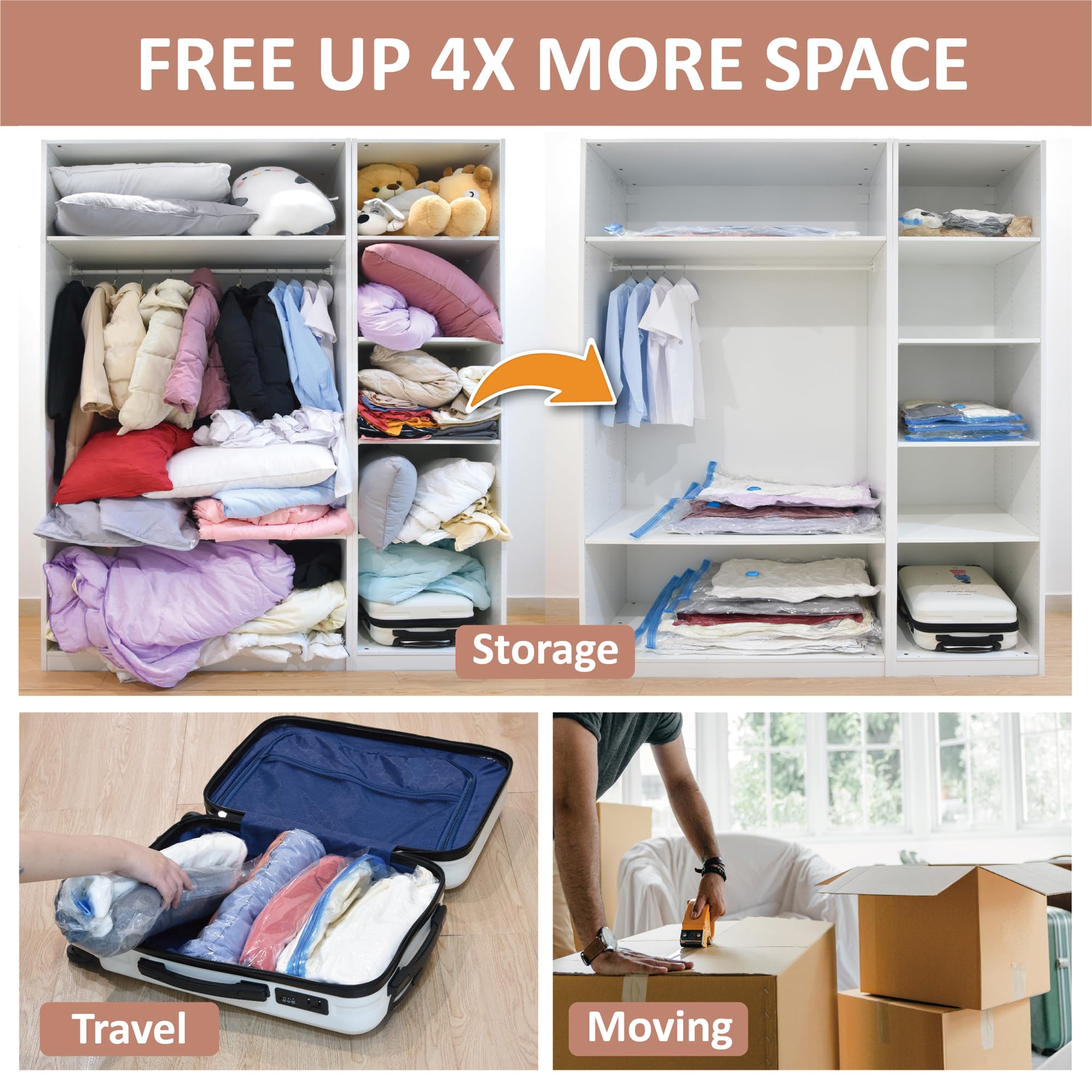 CozyVac Travel Bags with Pump - 6 Pack Space Savers -  by Handbags Specialist Headquarter | Available at Handbags Specialist Headquarter