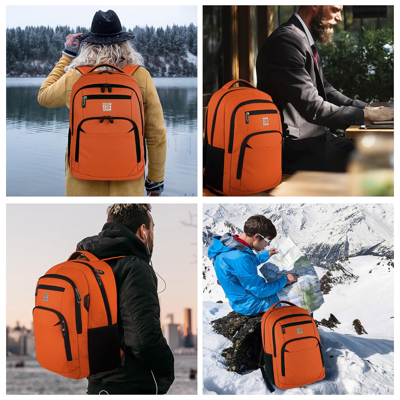 Volher Anti-Theft USB Laptop Backpack - Rose Red