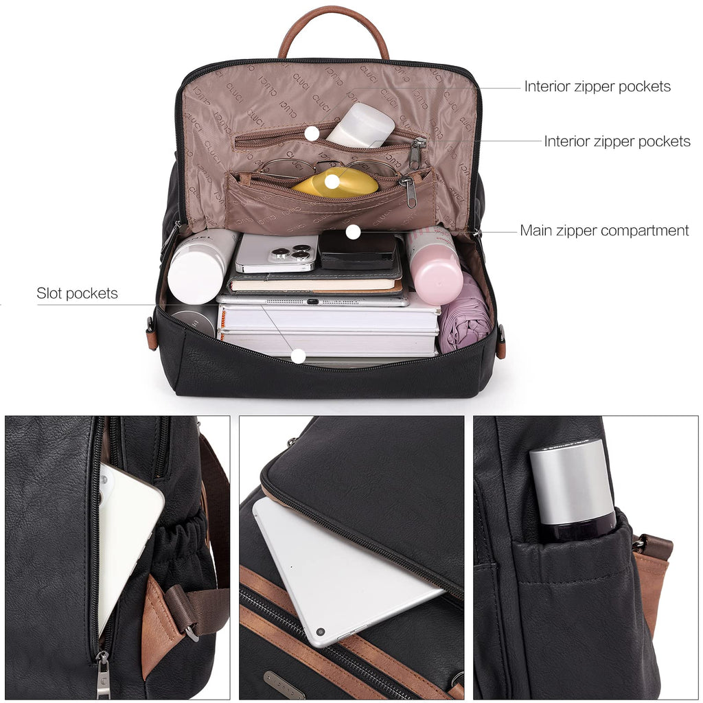 DUO-TONE Luxe Women's Leather Travel Backpack - Backpack Bags by Handbags Specialist Headquarter | Available at Handbags Specialist Headquarter