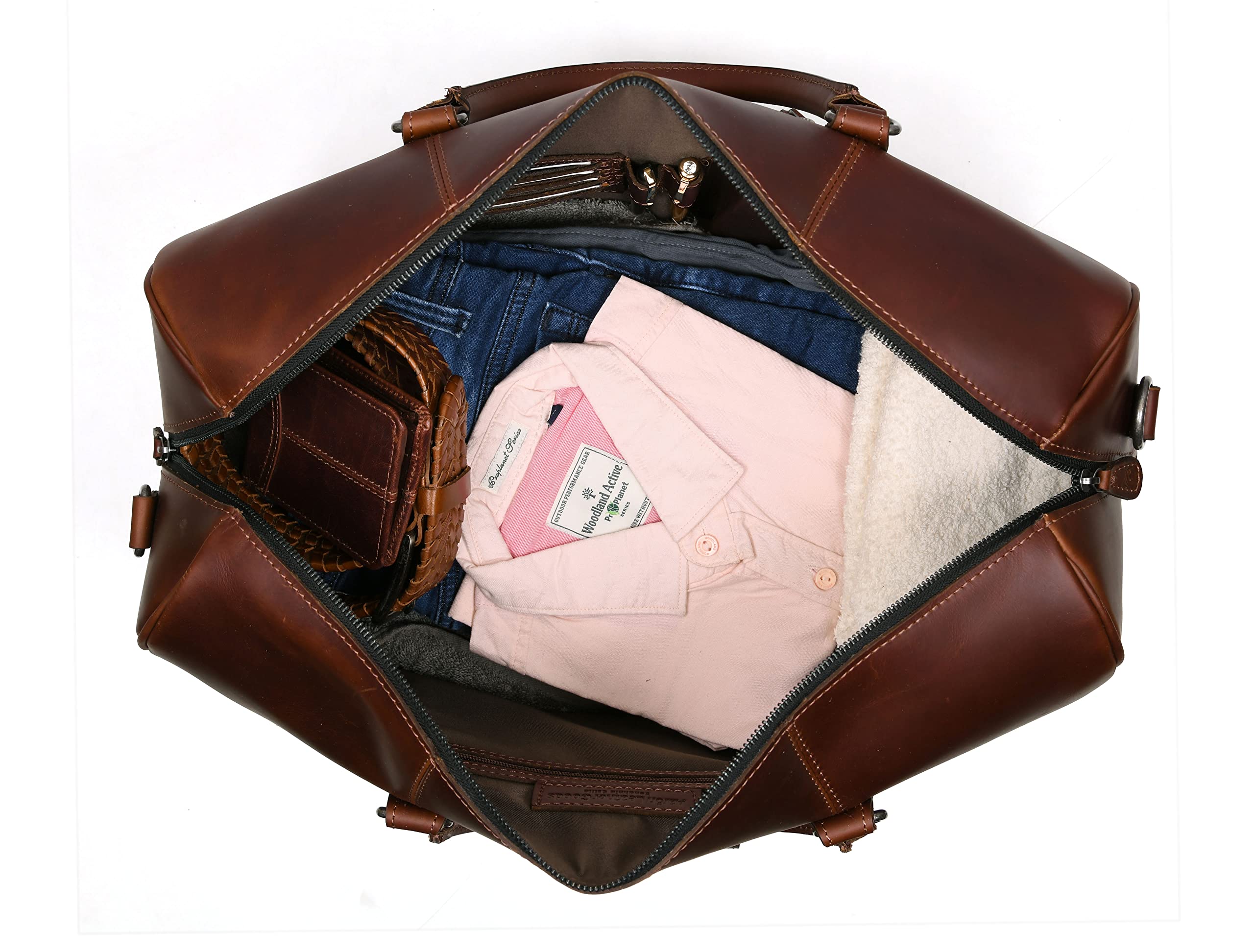 Leather Travel Duffel Bag for Men & Women