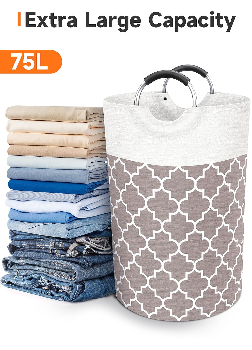 Collapsible Hamper Bag - Grey - Laundry Baskets by Handbags Specialist Headquarter | Available at Handbags Specialist Headquarter