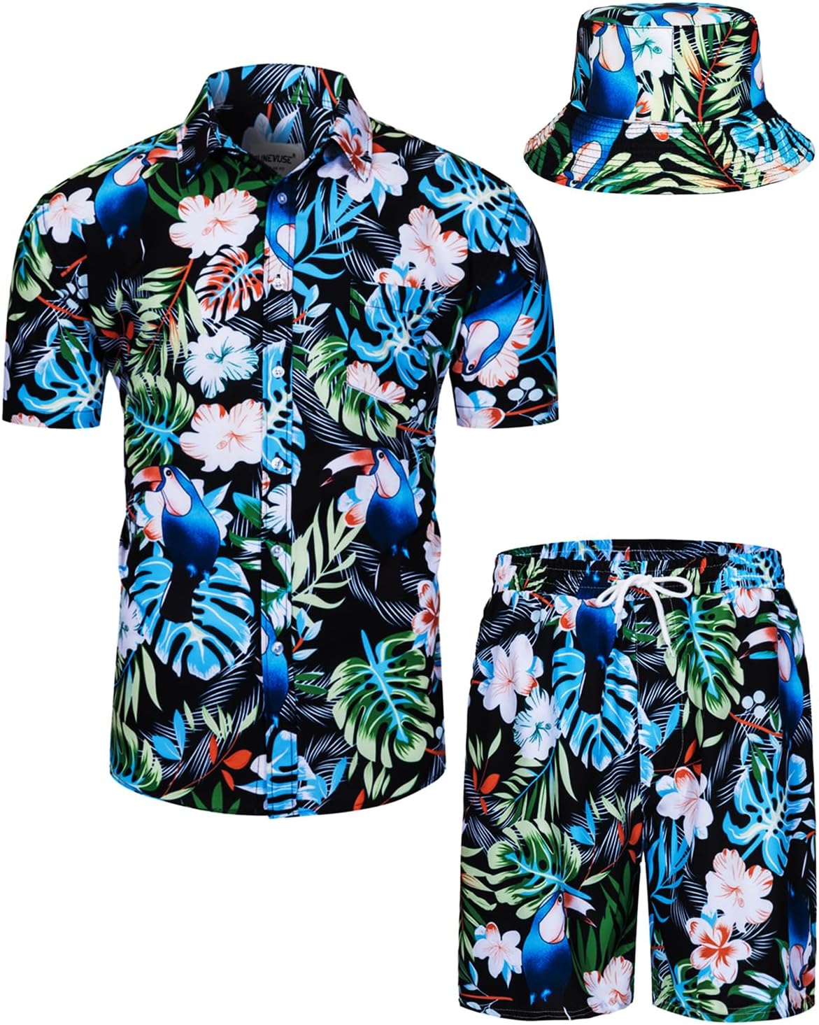 TUNEVUSE Men's Hawaiian Shirt & Shorts Set