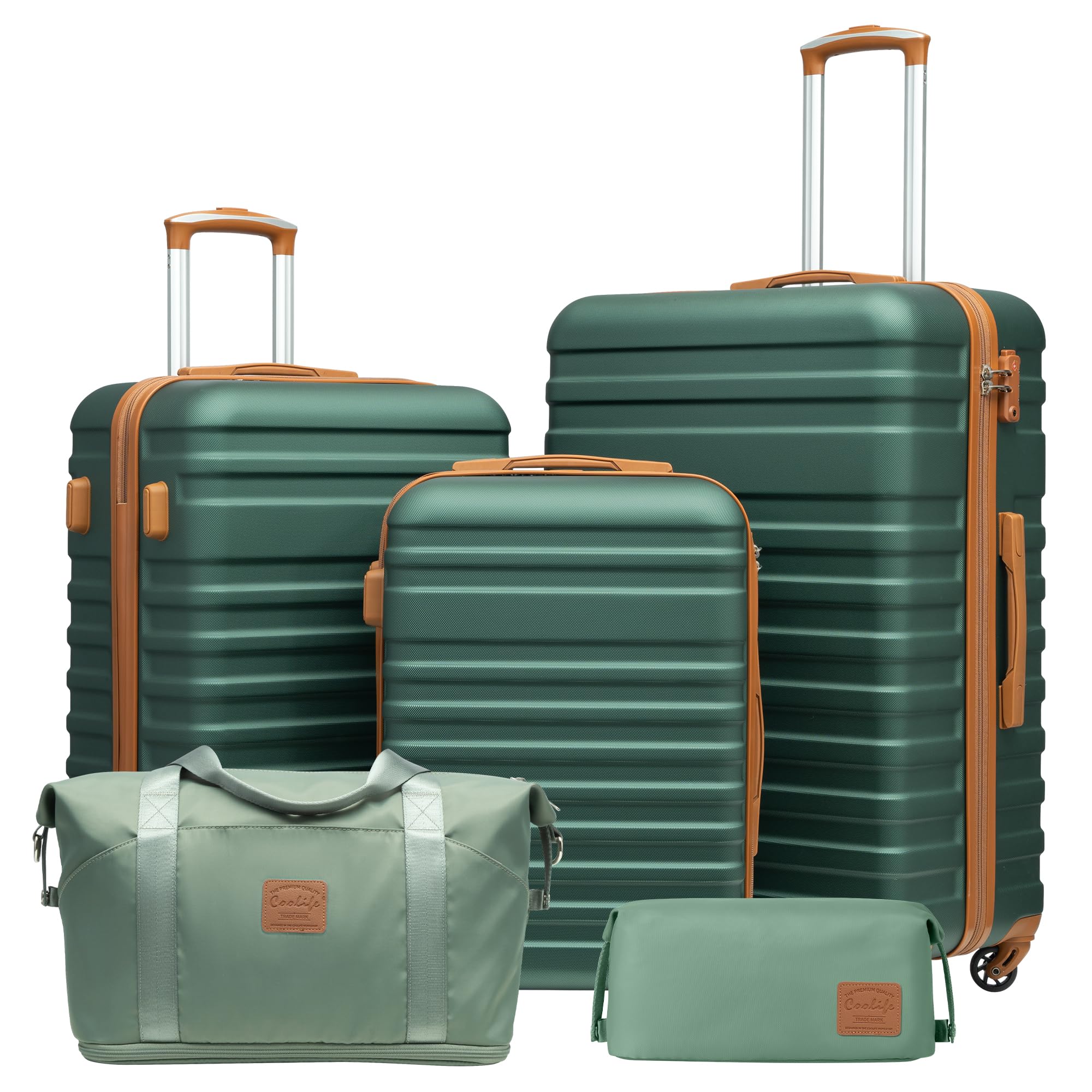 Coolife 3-Piece Hardside Luggage Set - Apricot White