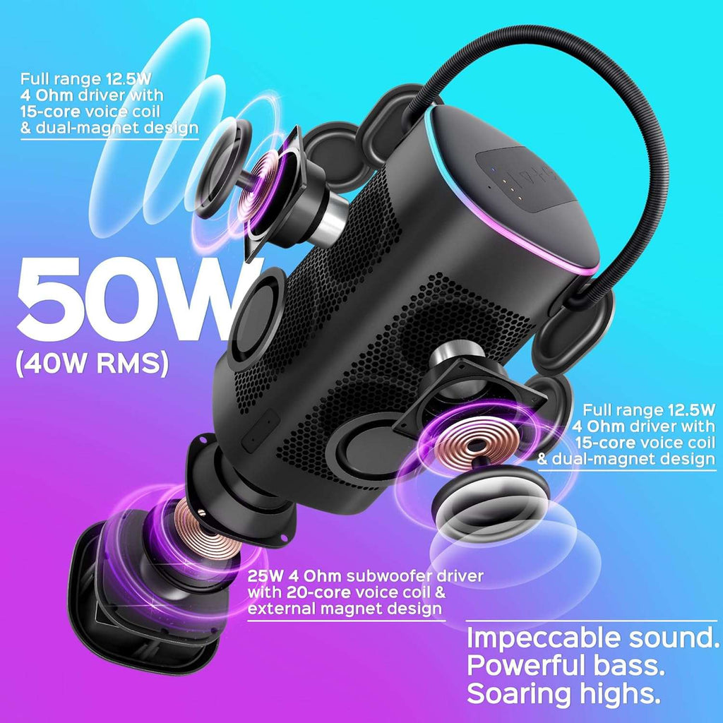 TREBLAB BassBoost Bluetooth Speaker with RGB Glow - Decor by Handbags Specialist Headquarter | Available at Handbags Specialist Headquarter