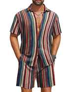 COOFANDY Men's Hawaiian 2 Piece Beach Outfit Set