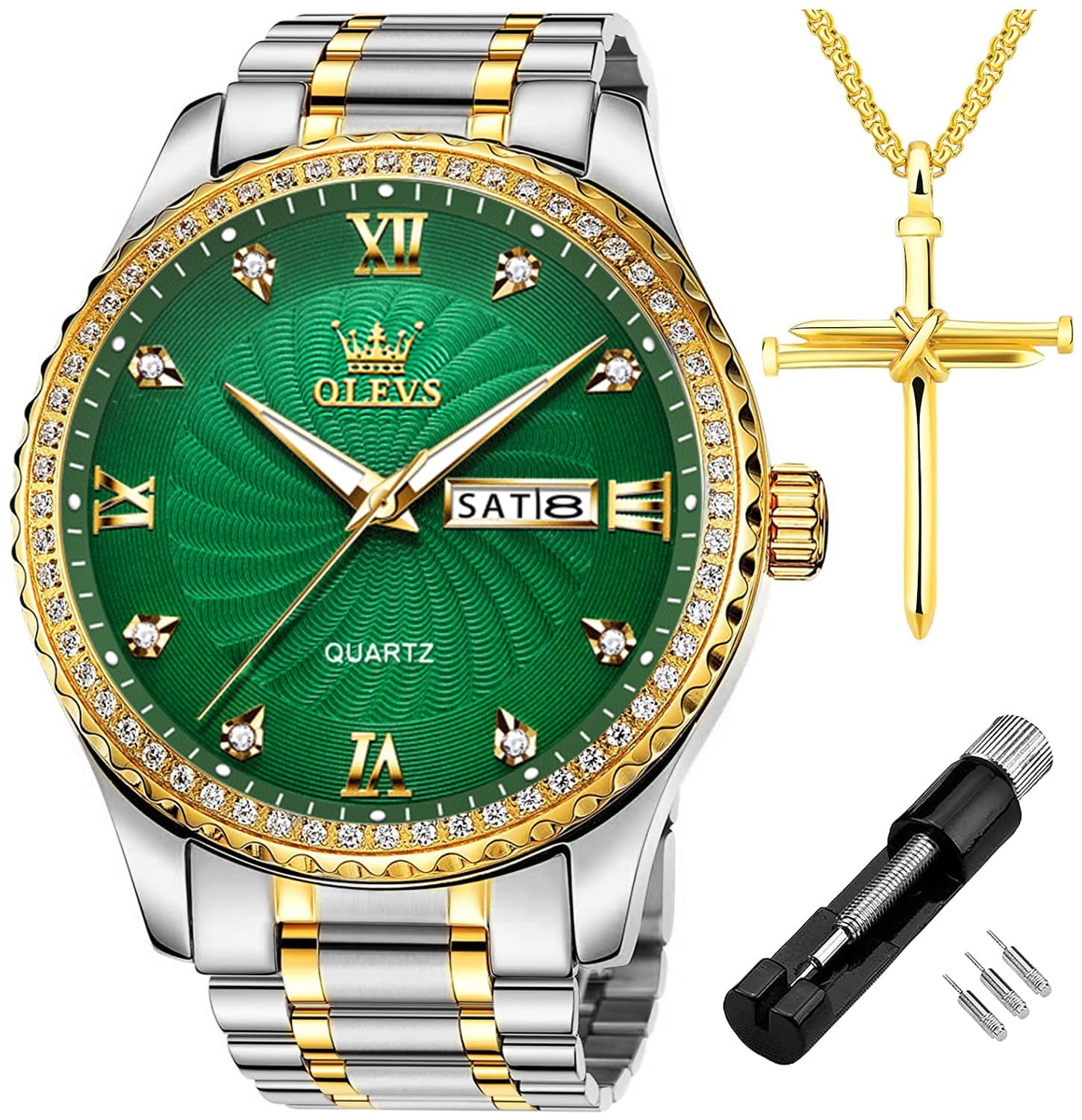 OLEVS Luxe: Men's Golden Dial Quartz Business Watch