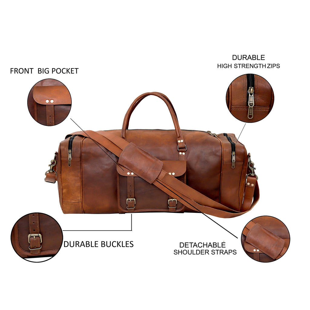 Leather Duffle Bag for Men - 21 Brown