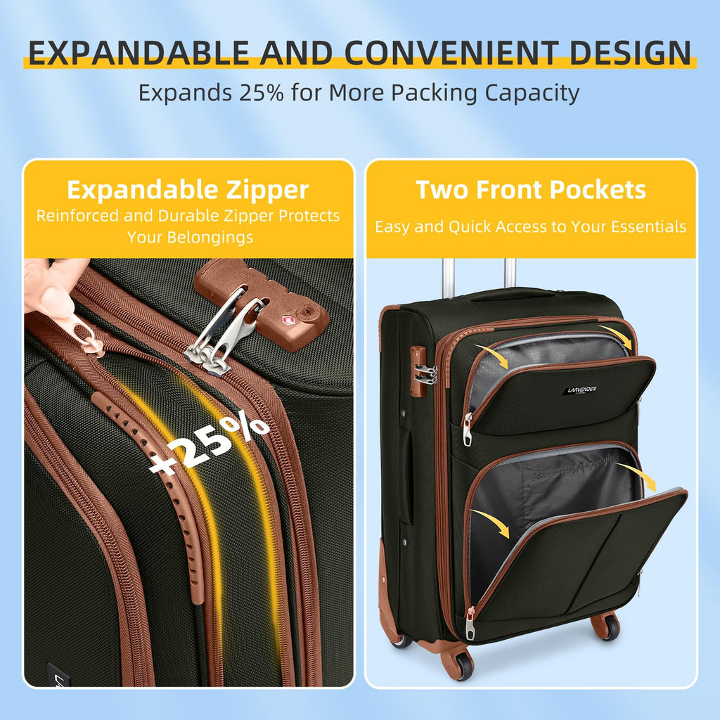 LARVENDER Expandable 5-Piece Spinner Luggage Set -  by Handbags Specialist Headquarter | Available at Handbags Specialist Headquarter