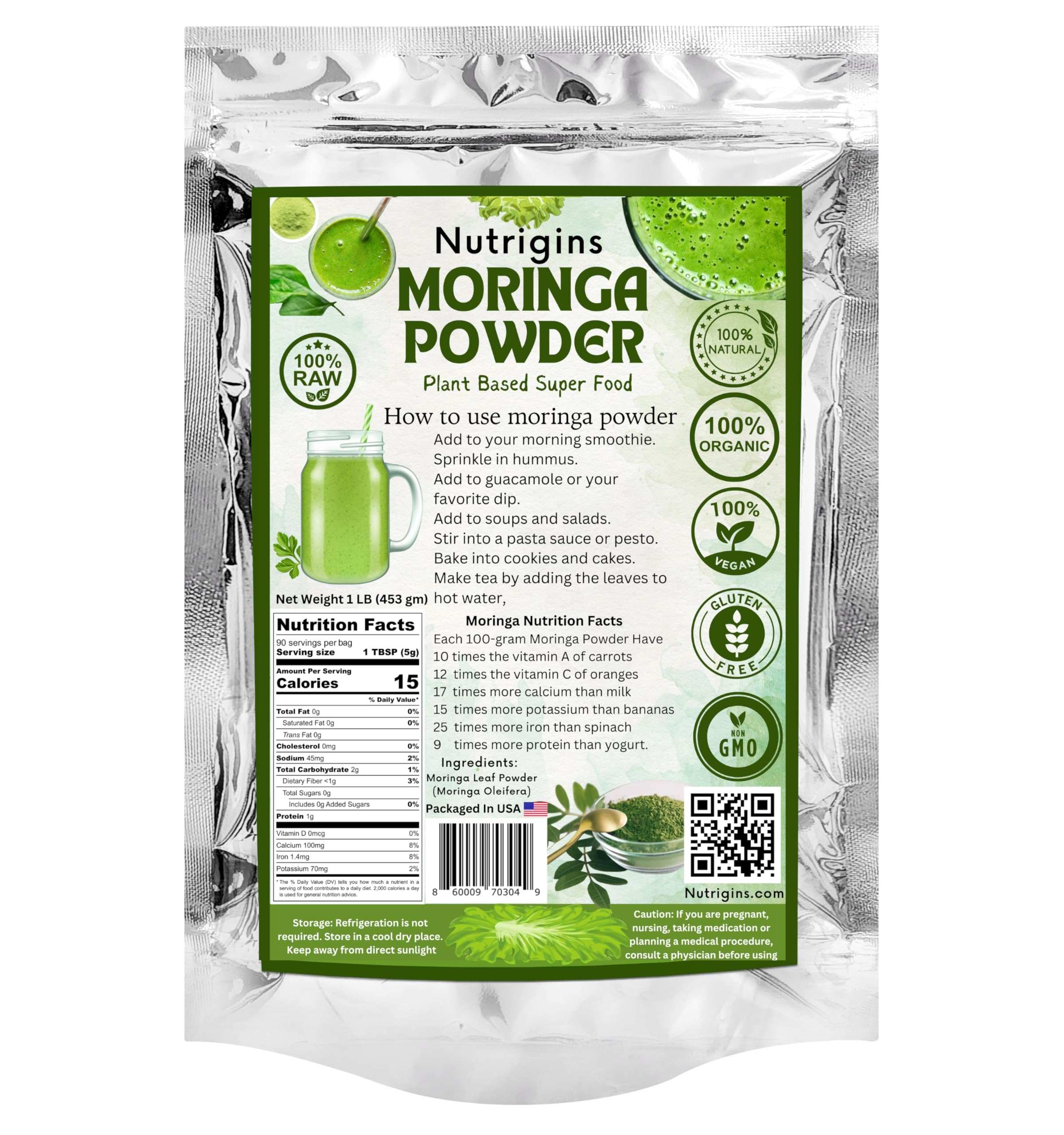Pure Moringa Magic: Organic Leaf Powder 1 lb - Health Care by Handbags Specialist Headquarter | Available at Handbags Specialist Headquarter