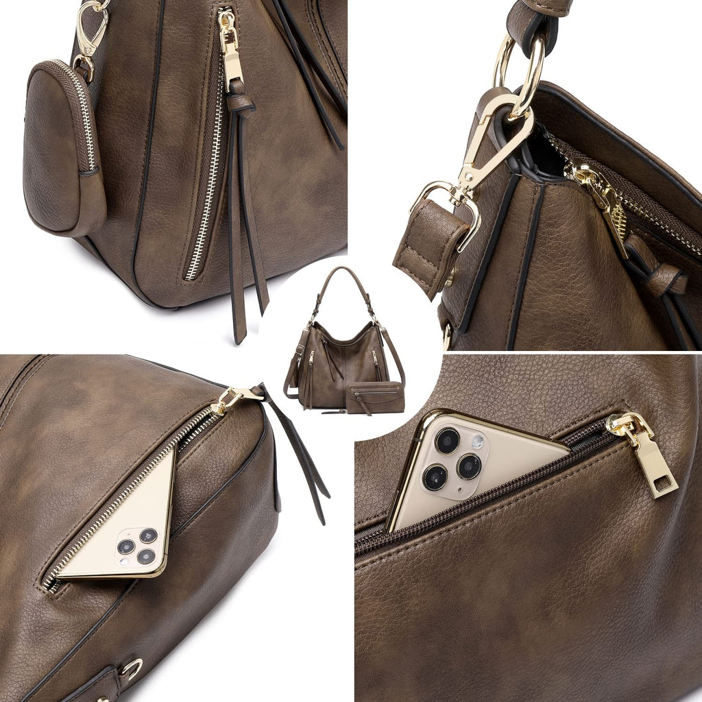 Lapsting Boho Faux Leather Hobo Shoulder Bag