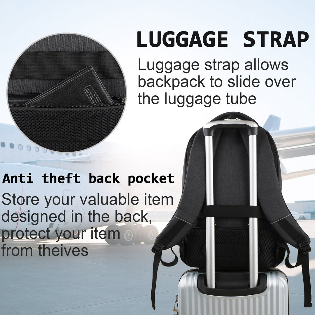 Volher Anti-Theft USB Laptop Backpack - Rose Red