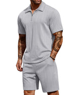 COOFANDY Men's 2 Piece Polo Shirt & Shorts Set
