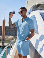 COOFANDY Men's 2 Piece Polo Shirt & Shorts Set