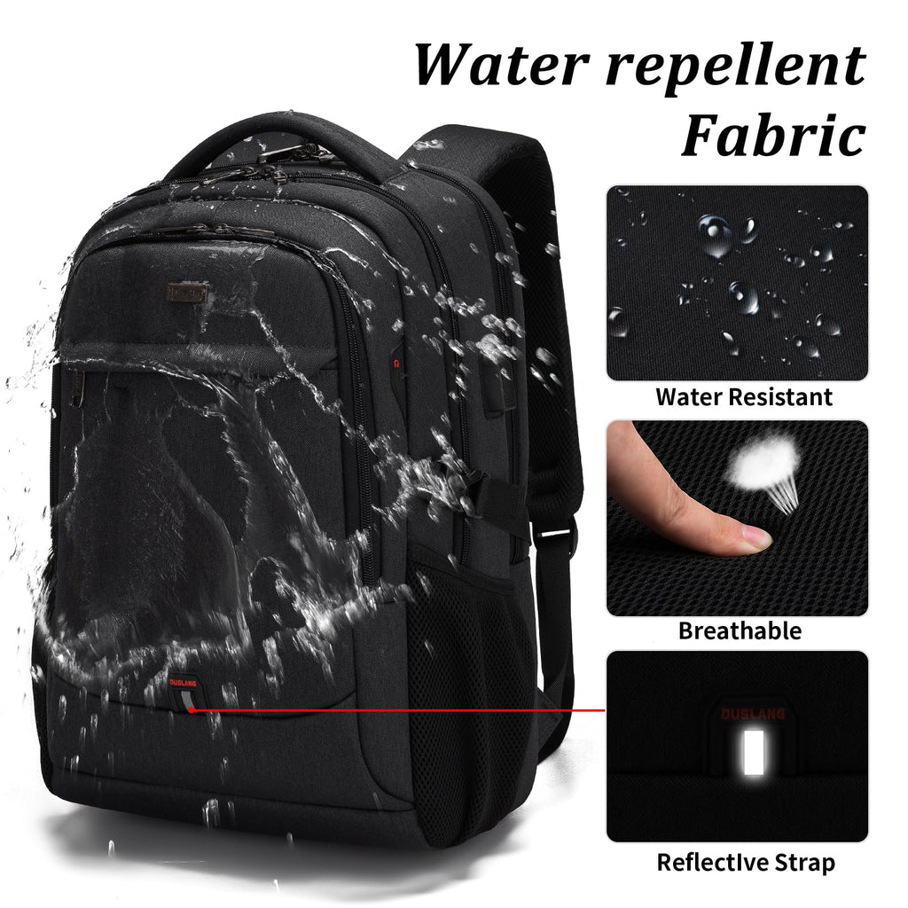 DUSLANG Travel Laptop Backpack with USB Port - Black - Backpack Bags by Handbags Specialist Headquarter | Available at Handbags Specialist Headquarter