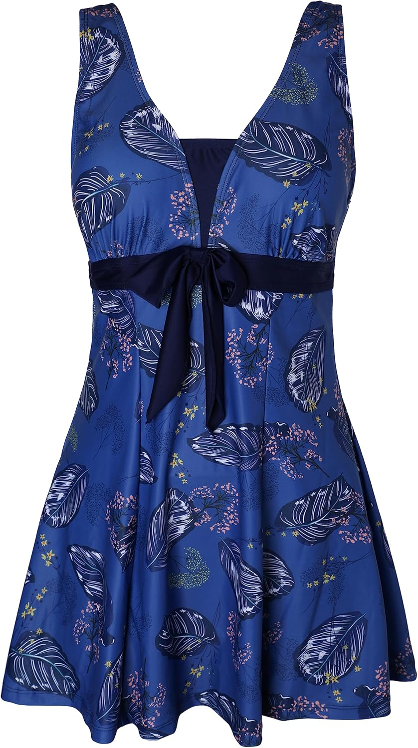 Plus Size Tummy Control Swimdress with Boyshorts