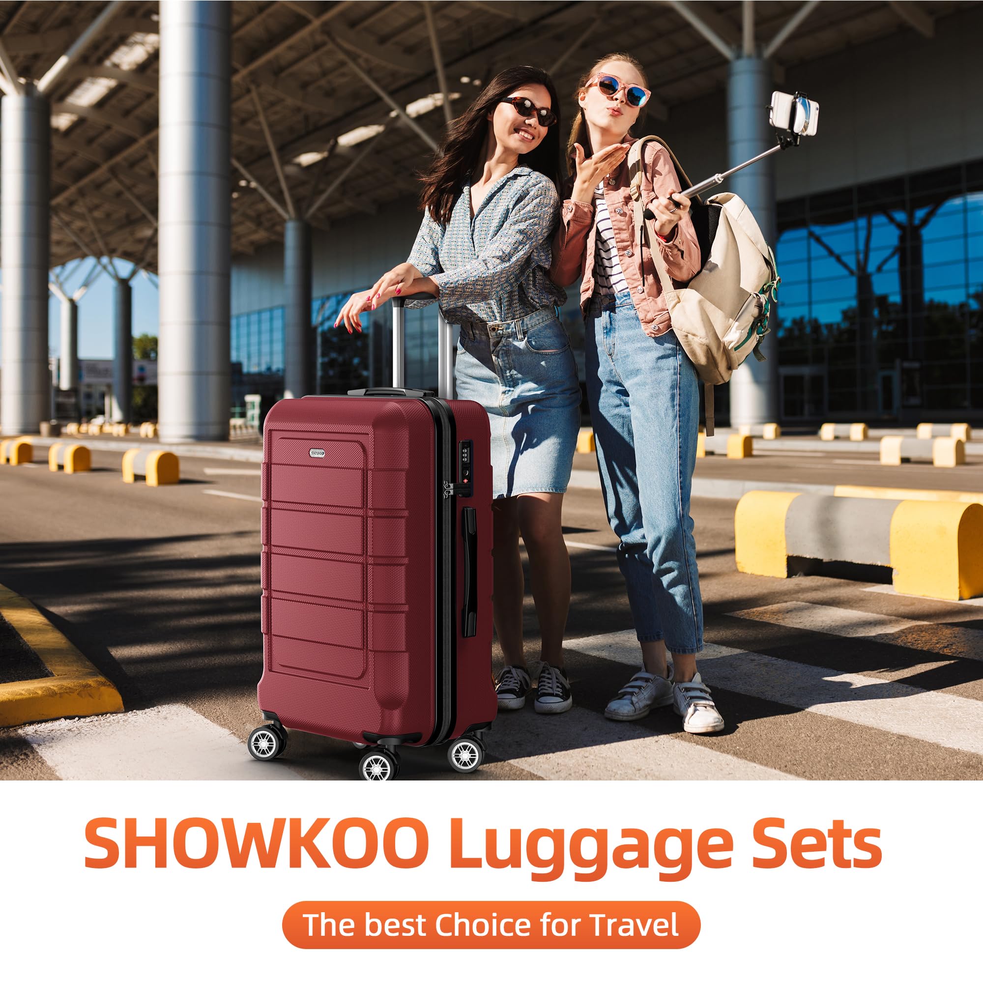 Expandable ShowKoo Suitcase - Durable & TSA Lock - Luggage Travel Bags by Handbags Specialist Headquarter | Available at Handbags Specialist Headquarter