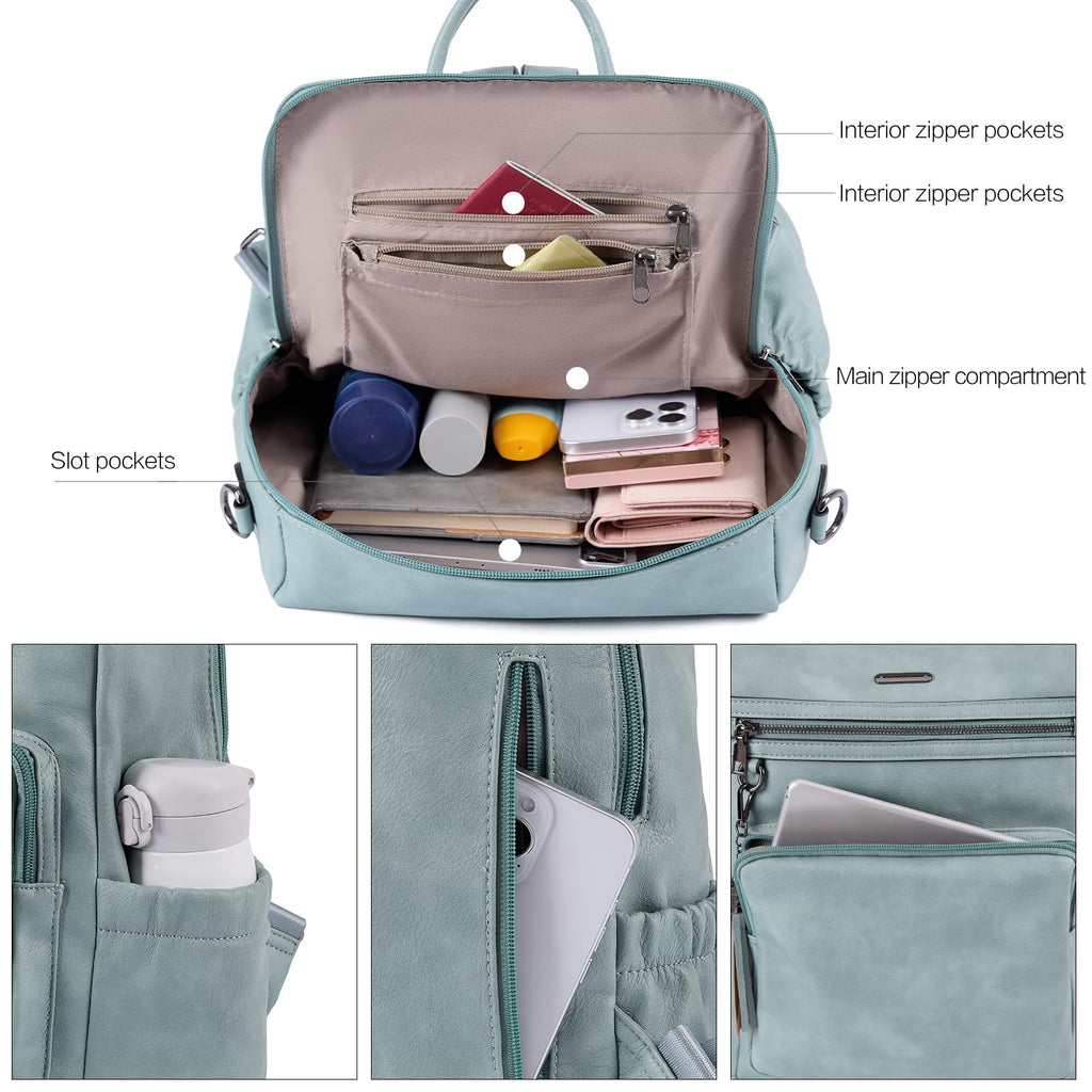 DUO-TONE Luxe Women's Leather Travel Backpack - Backpack Bags by Handbags Specialist Headquarter | Available at Handbags Specialist Headquarter