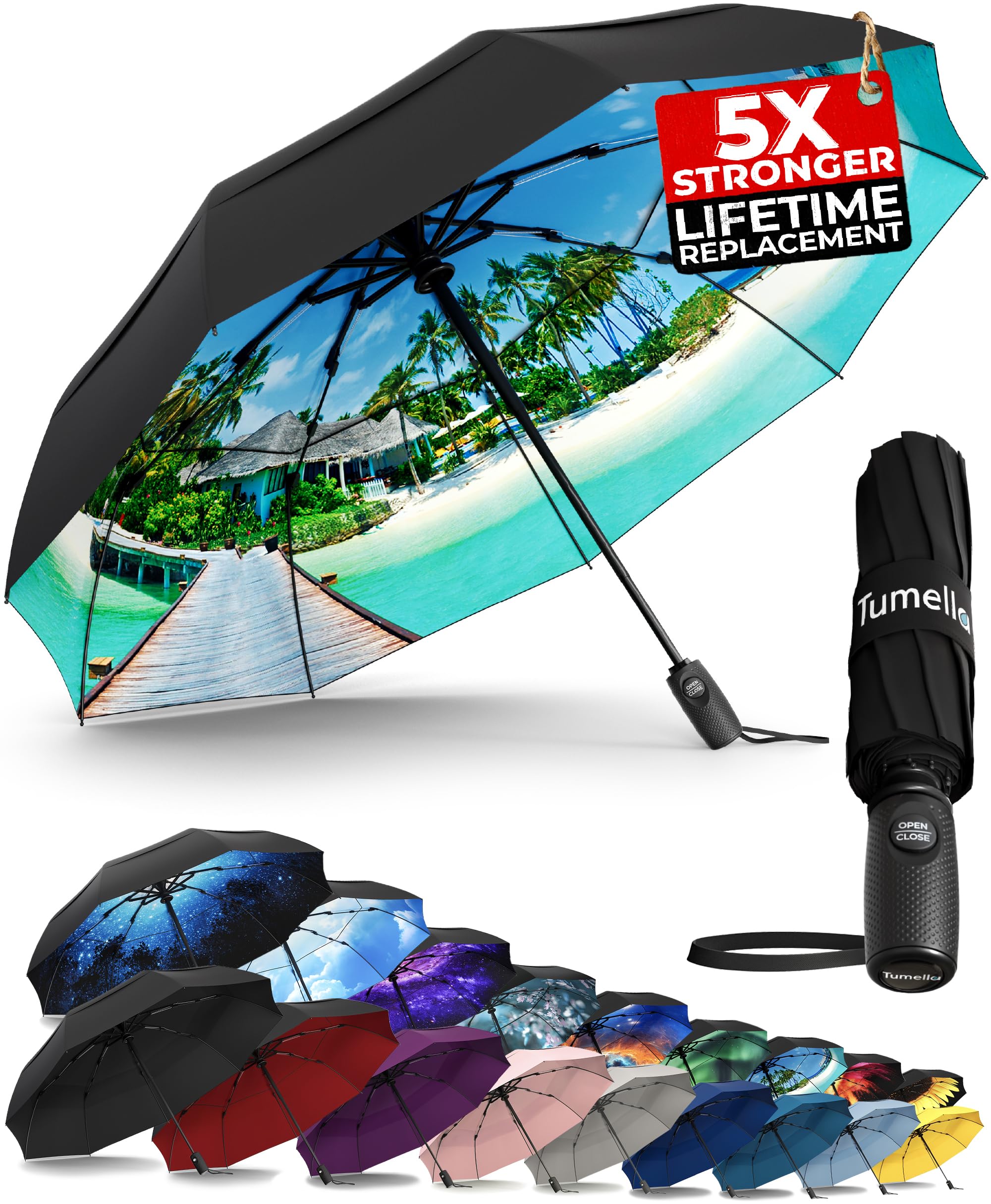 TUMELLA Elite Windproof Travel Umbrella -  by Handbags Specialist Headquarter | Available at Handbags Specialist Headquarter