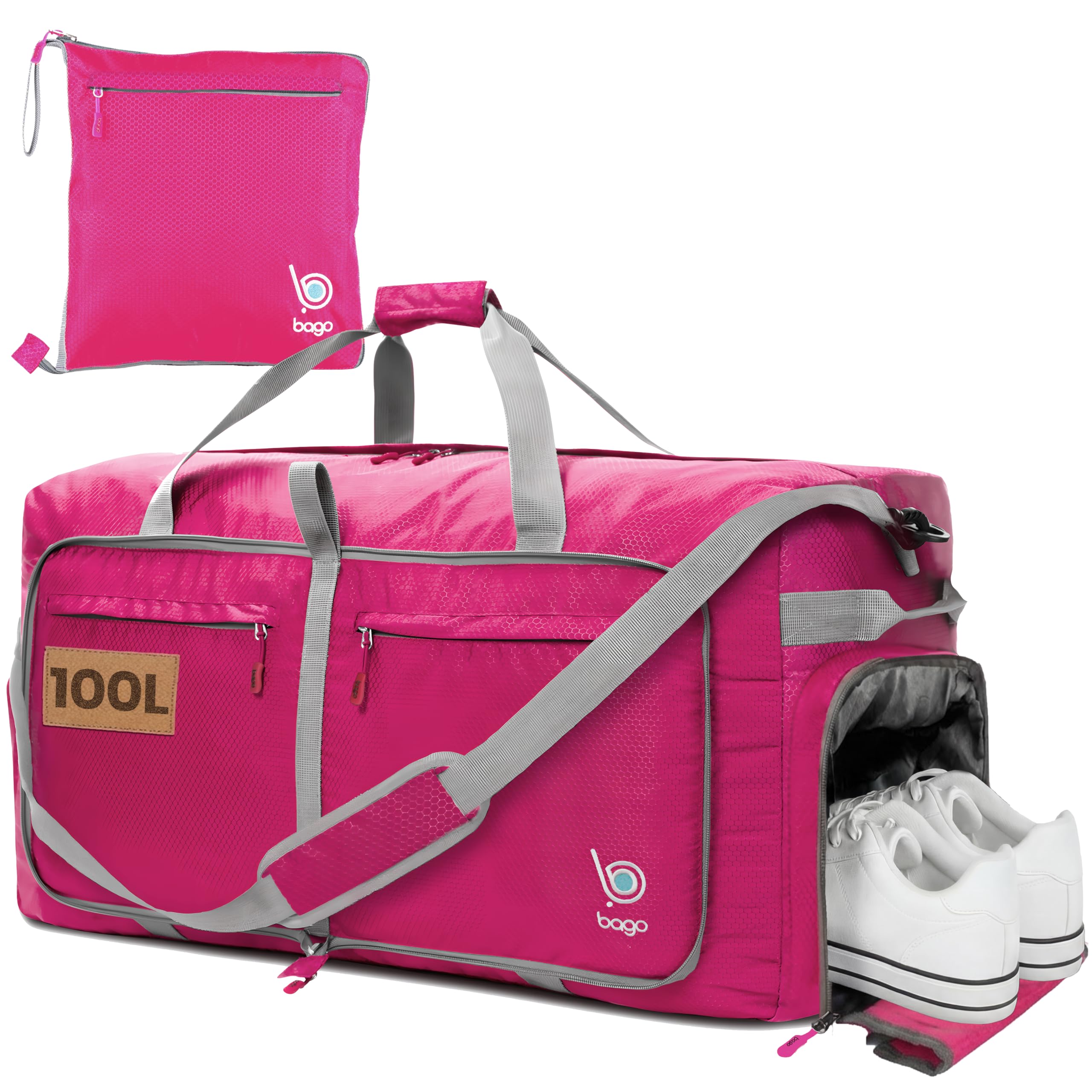 Bago 60L Foldable Travel Duffle Bag with Shoe Compartment