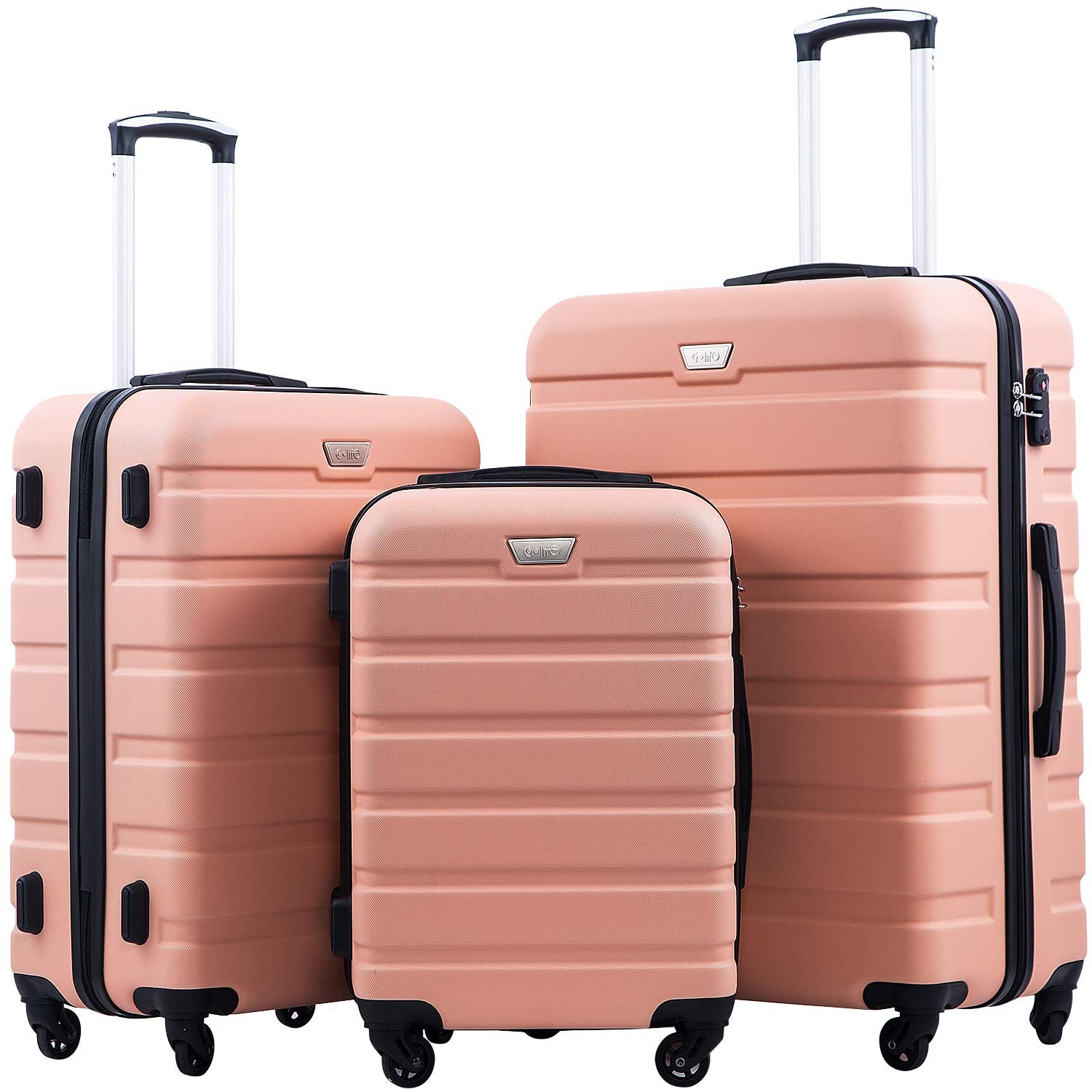 Coolife 3-Piece Hardshell Luggage Set - Navy