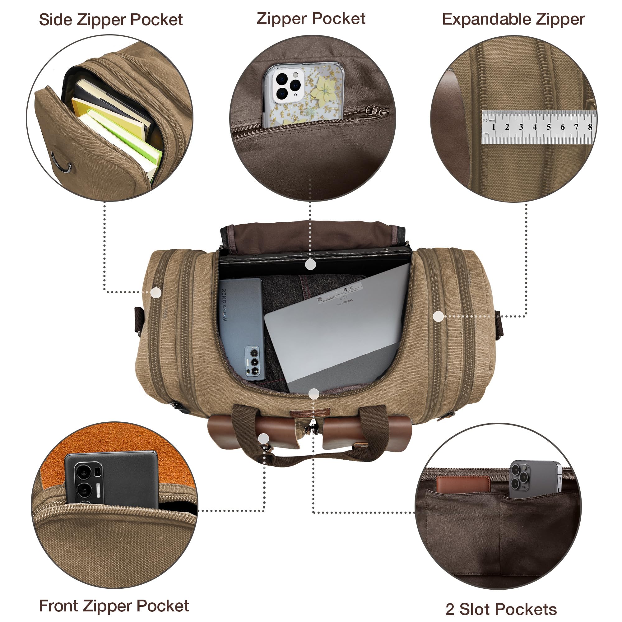 Wildroad 50L Waxed Canvas Waterproof Duffle Bag