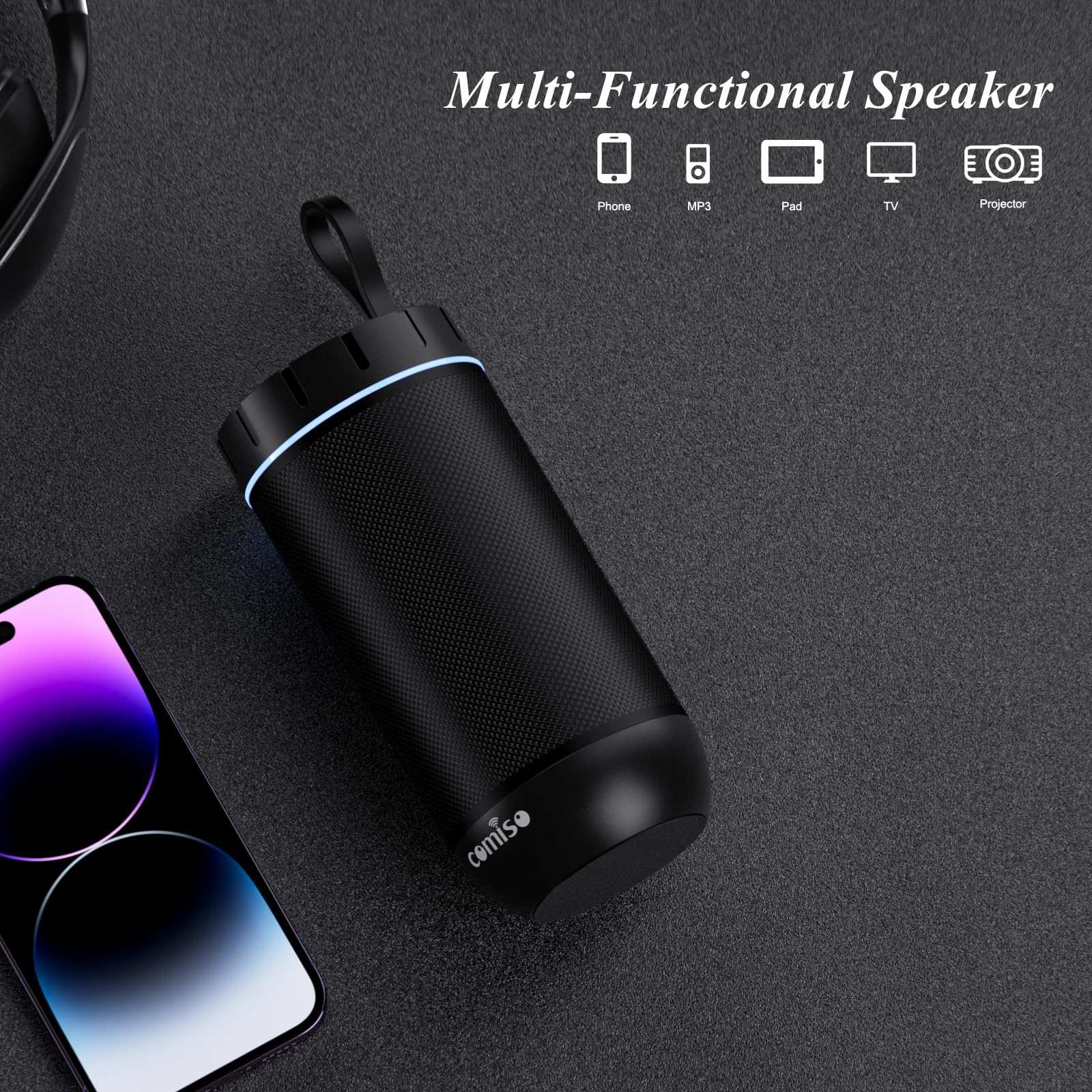 Comiso 360° Waterproof Bluetooth Speaker, 24H Playtime - Decor by Handbags Specialist Headquarter | Available at Handbags Specialist Headquarter