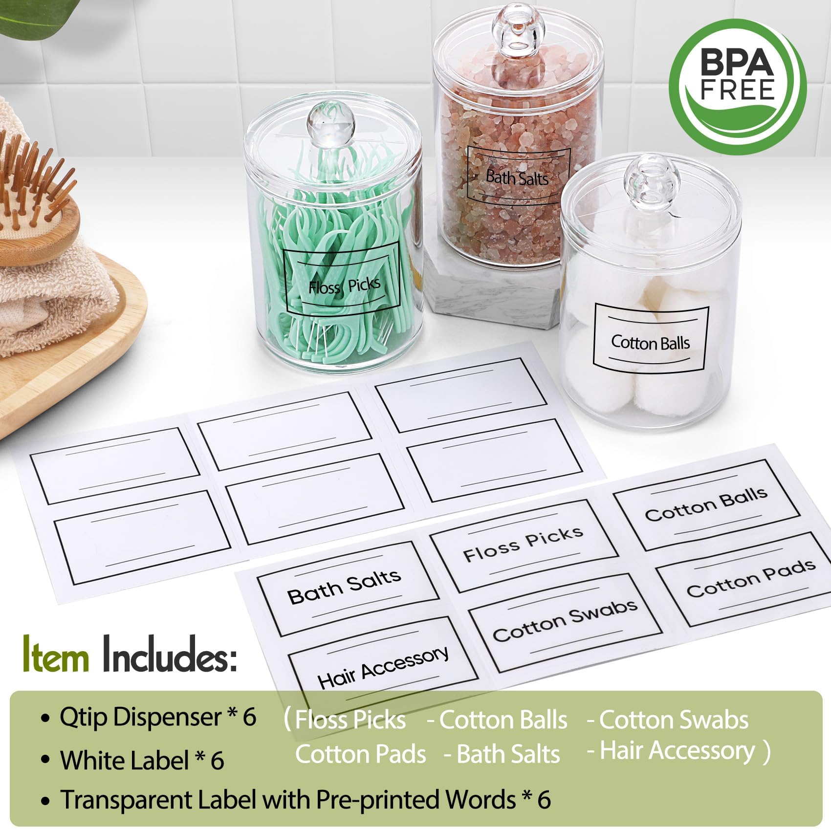 Clear Acrylic Qtip Dispenser Set - 4 Pack - Decor by Handbags Specialist Headquarter | Available at Handbags Specialist Headquarter