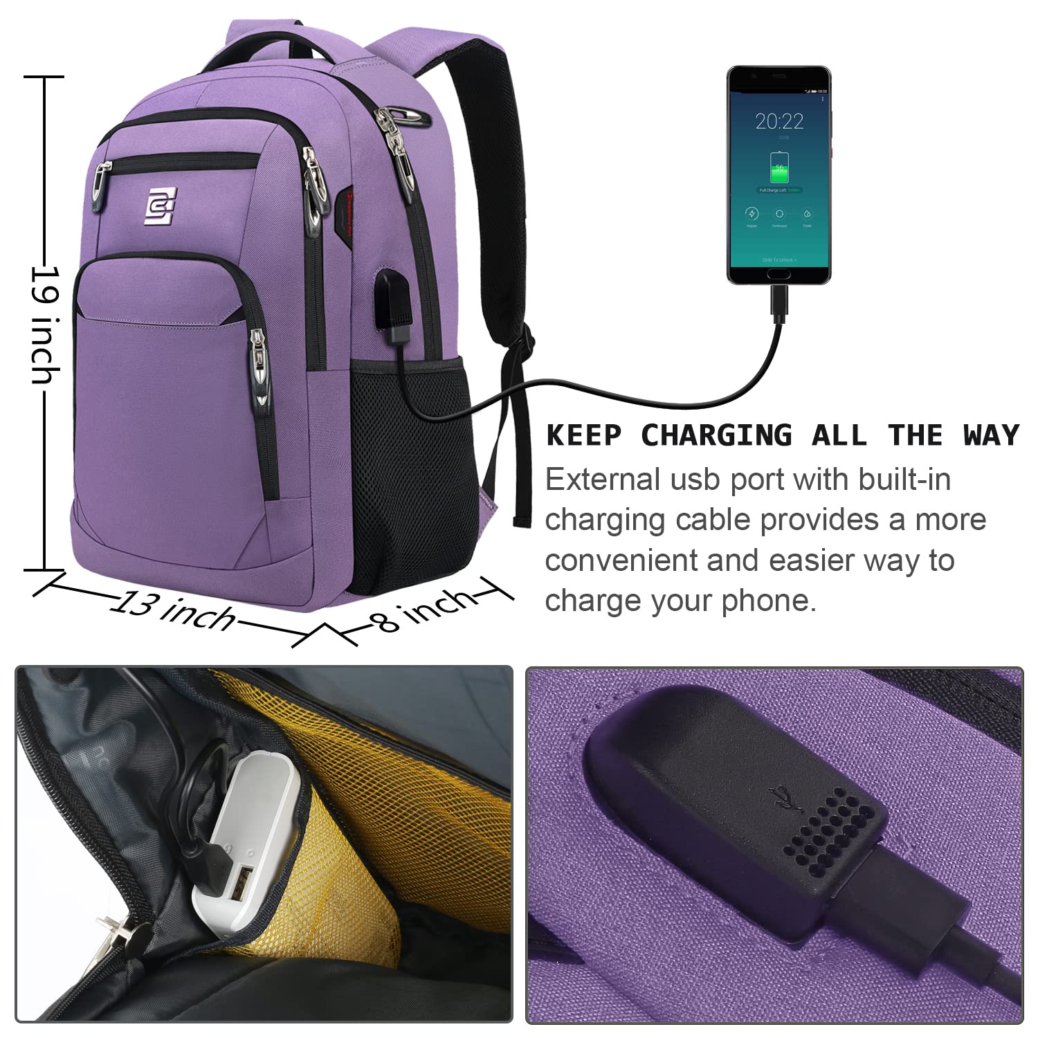 SecureSlim Laptop Backpack with USB & Water Resistance - Backpack Bags by Handbags Specialist Headquarter | Available at Handbags Specialist Headquarter