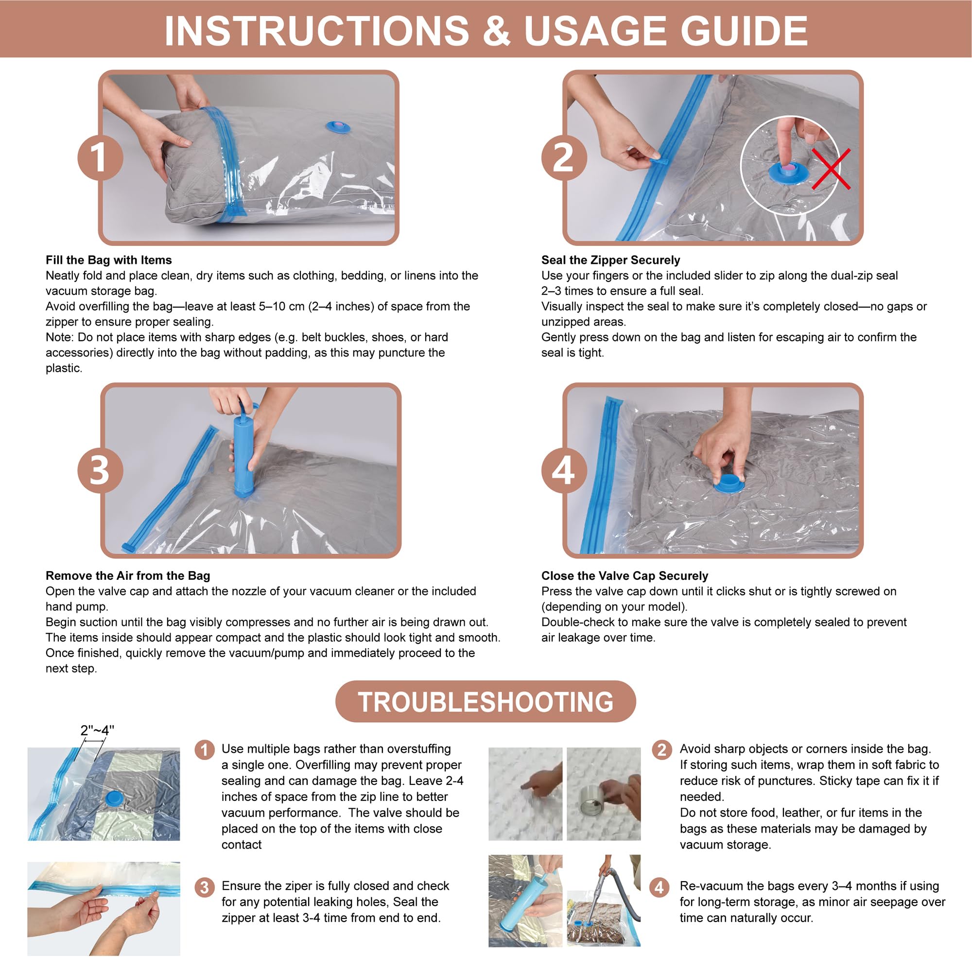 CozyVac Travel Bags with Pump - 6 Pack Space Savers -  by Handbags Specialist Headquarter | Available at Handbags Specialist Headquarter