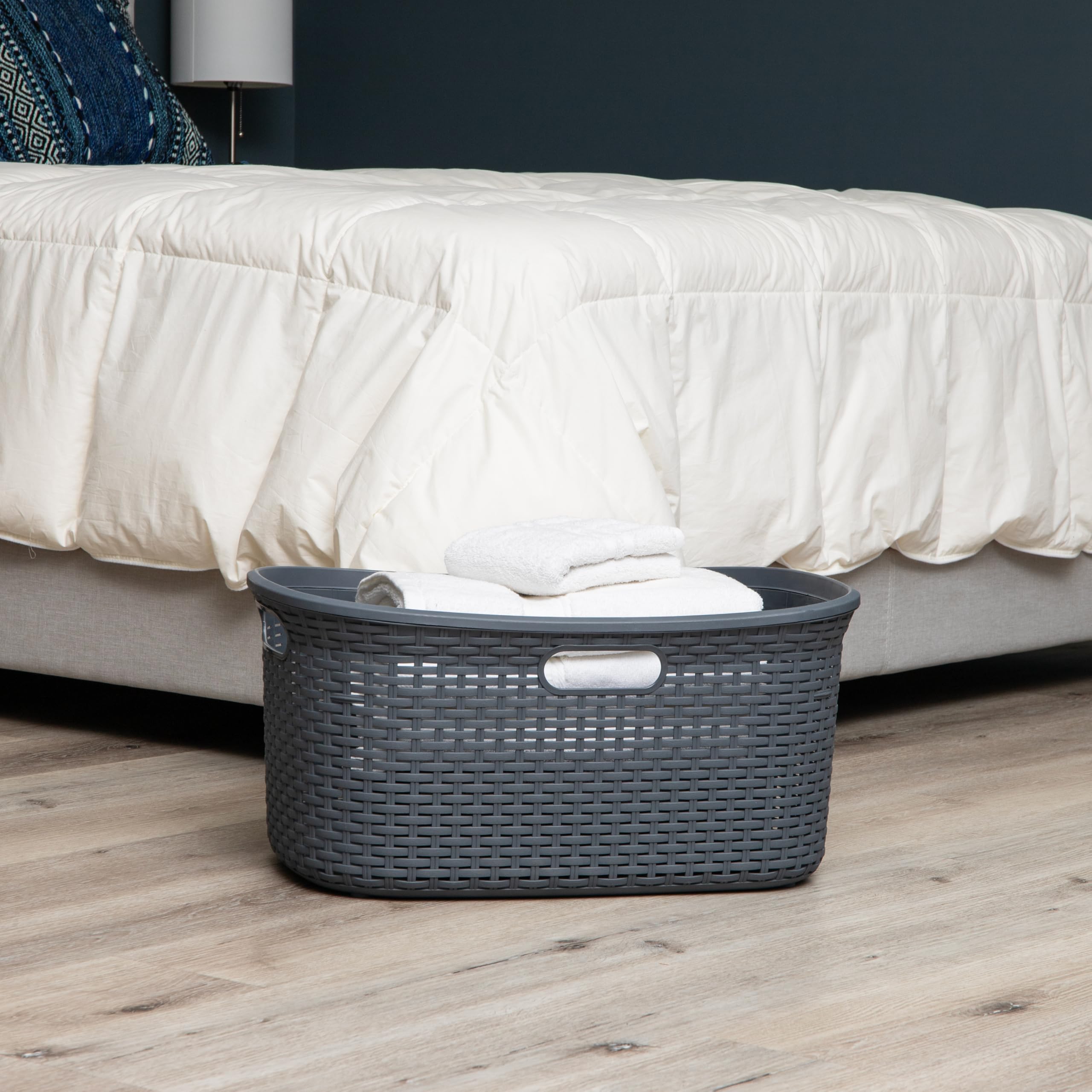 Ivory Wicker Mind Reader 40L Laundry Basket - Laundry Baskets by Handbags Specialist Headquarter | Available at Handbags Specialist Headquarter