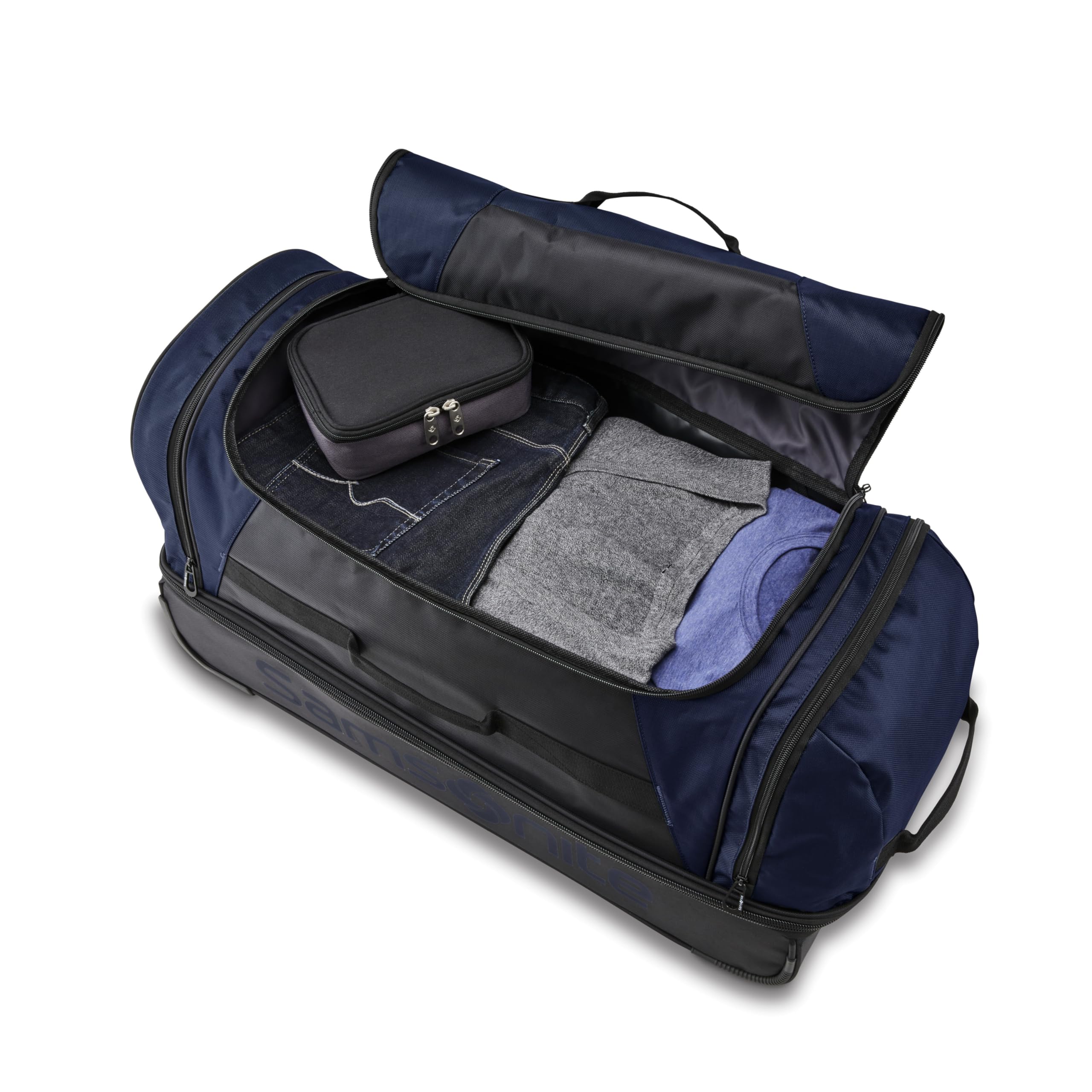 Andante 2 Rolling Duffel - 22 Sleek Black Travel Bag -  by Handbags Specialist Headquarter | Available at Handbags Specialist Headquarter