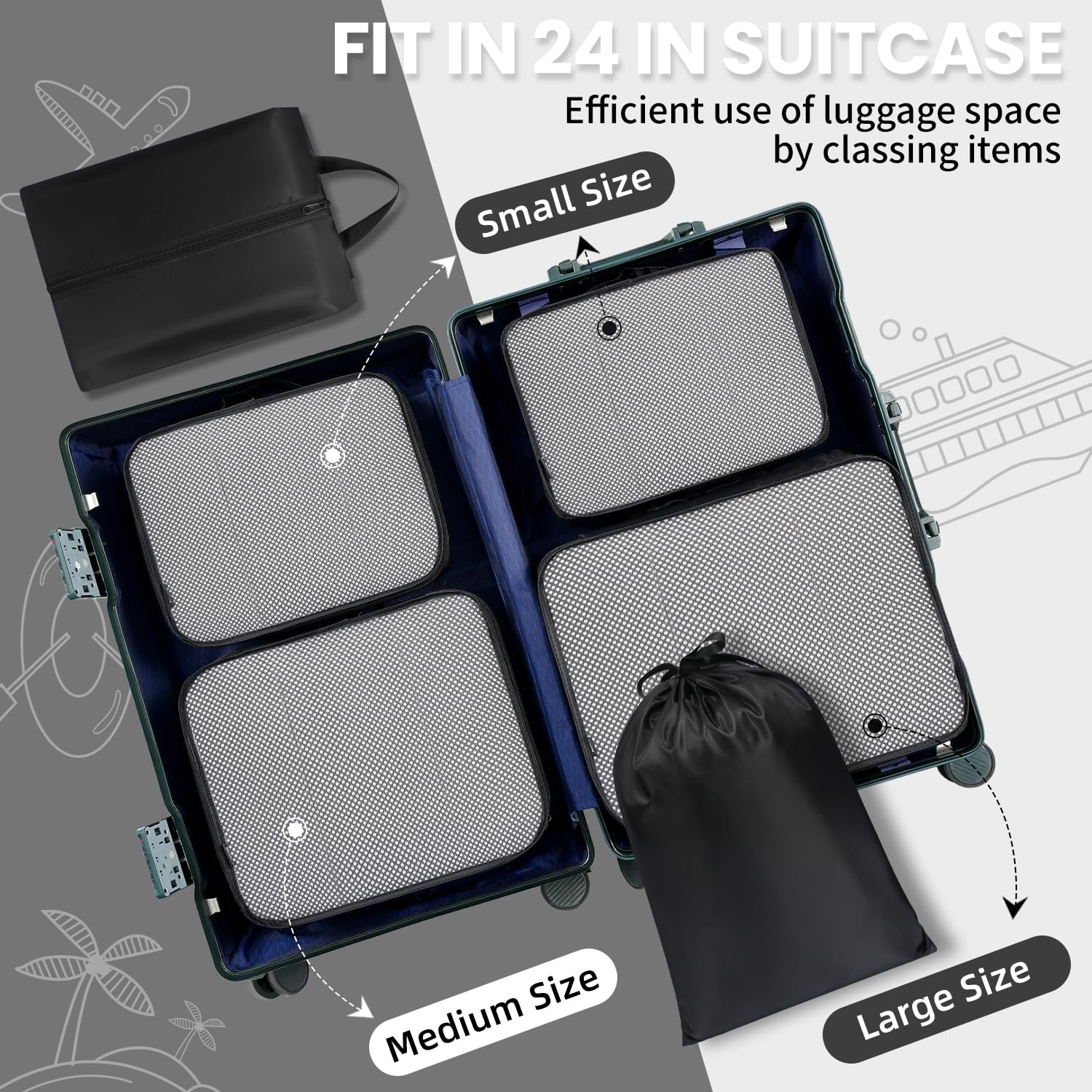 TravelMate 8-Piece Packing Cubes - Luggage Travel Bags by Handbags Specialist Headquarter | Available at Handbags Specialist Headquarter