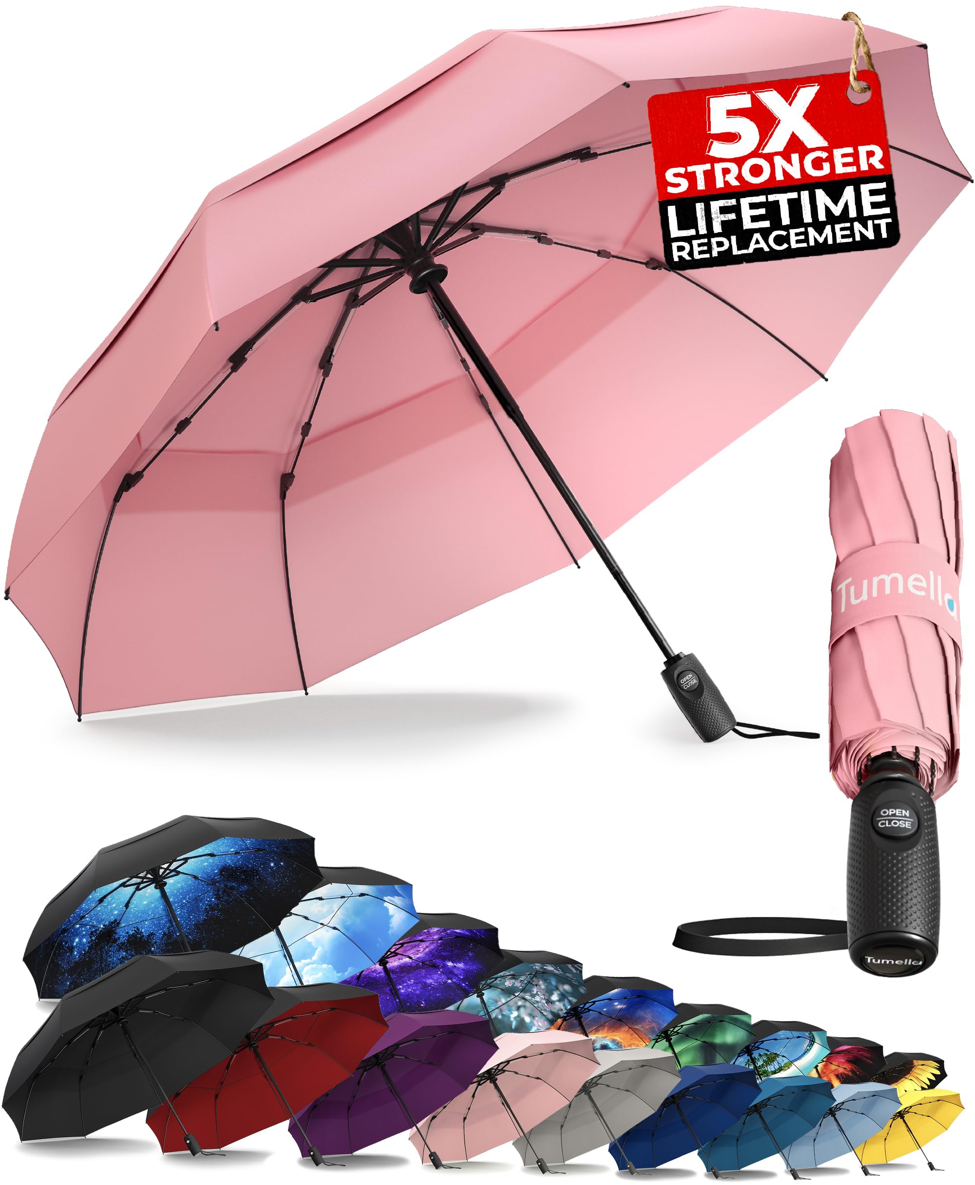 TUMELLA Elite Windproof Travel Umbrella -  by Handbags Specialist Headquarter | Available at Handbags Specialist Headquarter