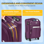 LARVENDER Expandable 5-Piece Spinner Luggage Set -  by Handbags Specialist Headquarter | Available at Handbags Specialist Headquarter