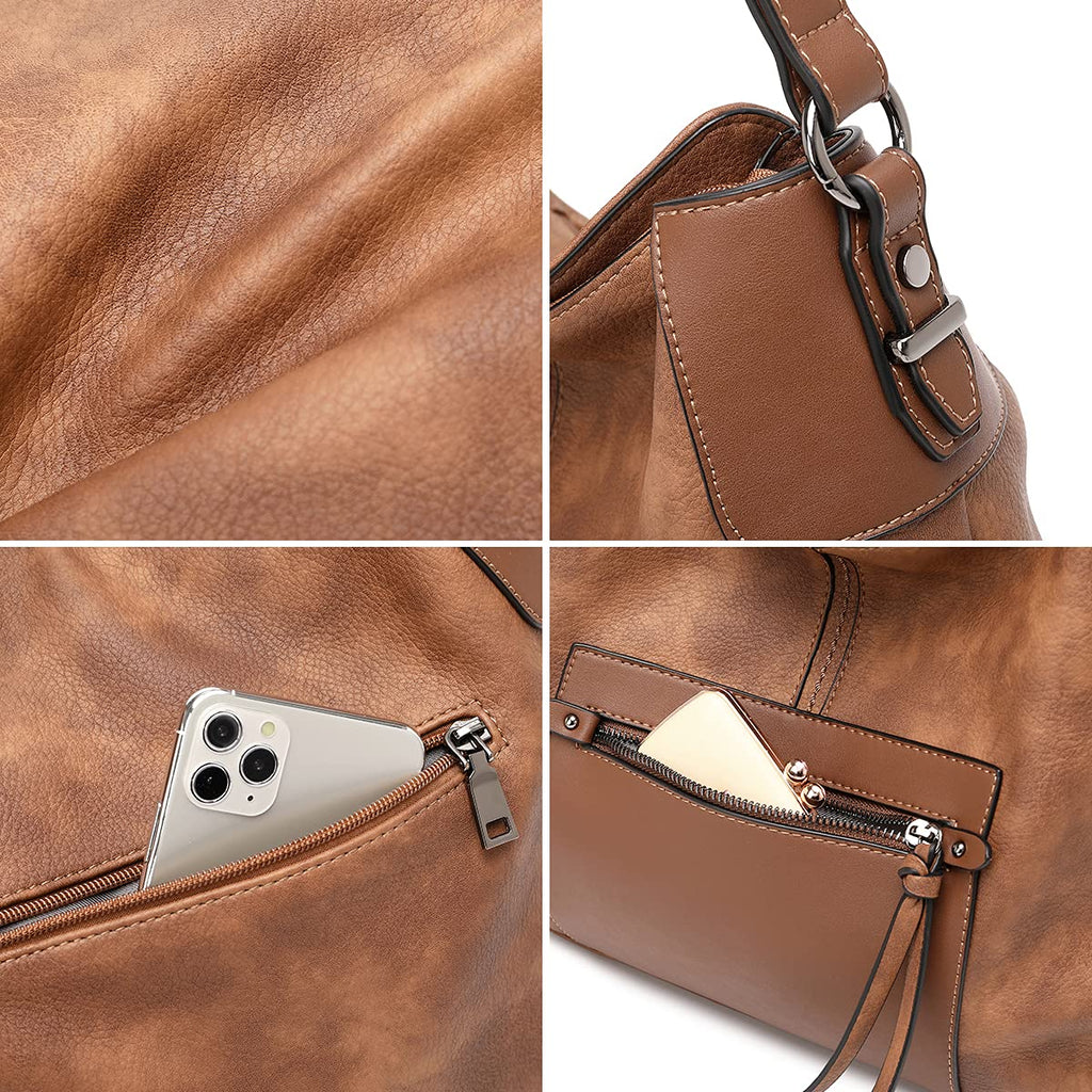Lapsting Boho Faux Leather Hobo Shoulder Bag