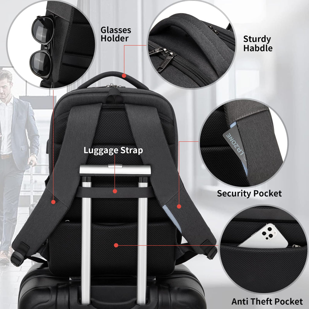 DUSLANG Travel Laptop Backpack with USB Port - Black - Backpack Bags by Handbags Specialist Headquarter | Available at Handbags Specialist Headquarter