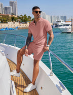 COOFANDY Men's 2 Piece Polo Shirt & Shorts Set