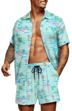 COOFANDY Men's Hawaiian 2 Piece Beach Outfit Set