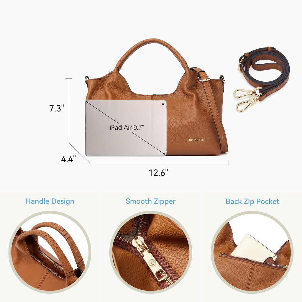 BOSTANTEN Leather Satchel Crossbody Handbag for Women