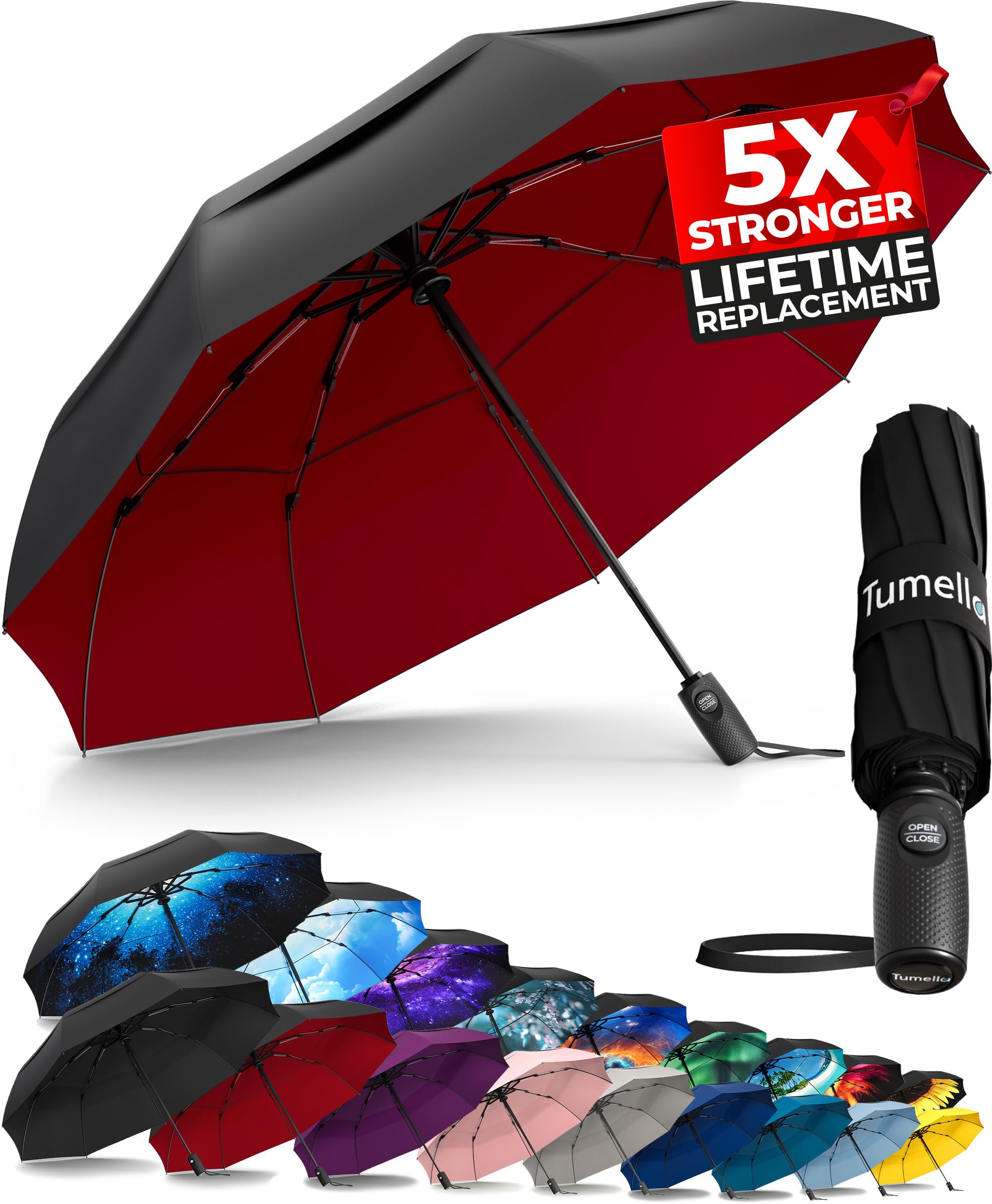 TUMELLA Elite Windproof Travel Umbrella -  by Handbags Specialist Headquarter | Available at Handbags Specialist Headquarter