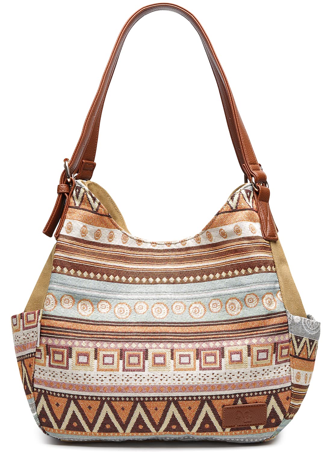 Worldlyda Women Canvas Embroidered Hobo Tote Bag