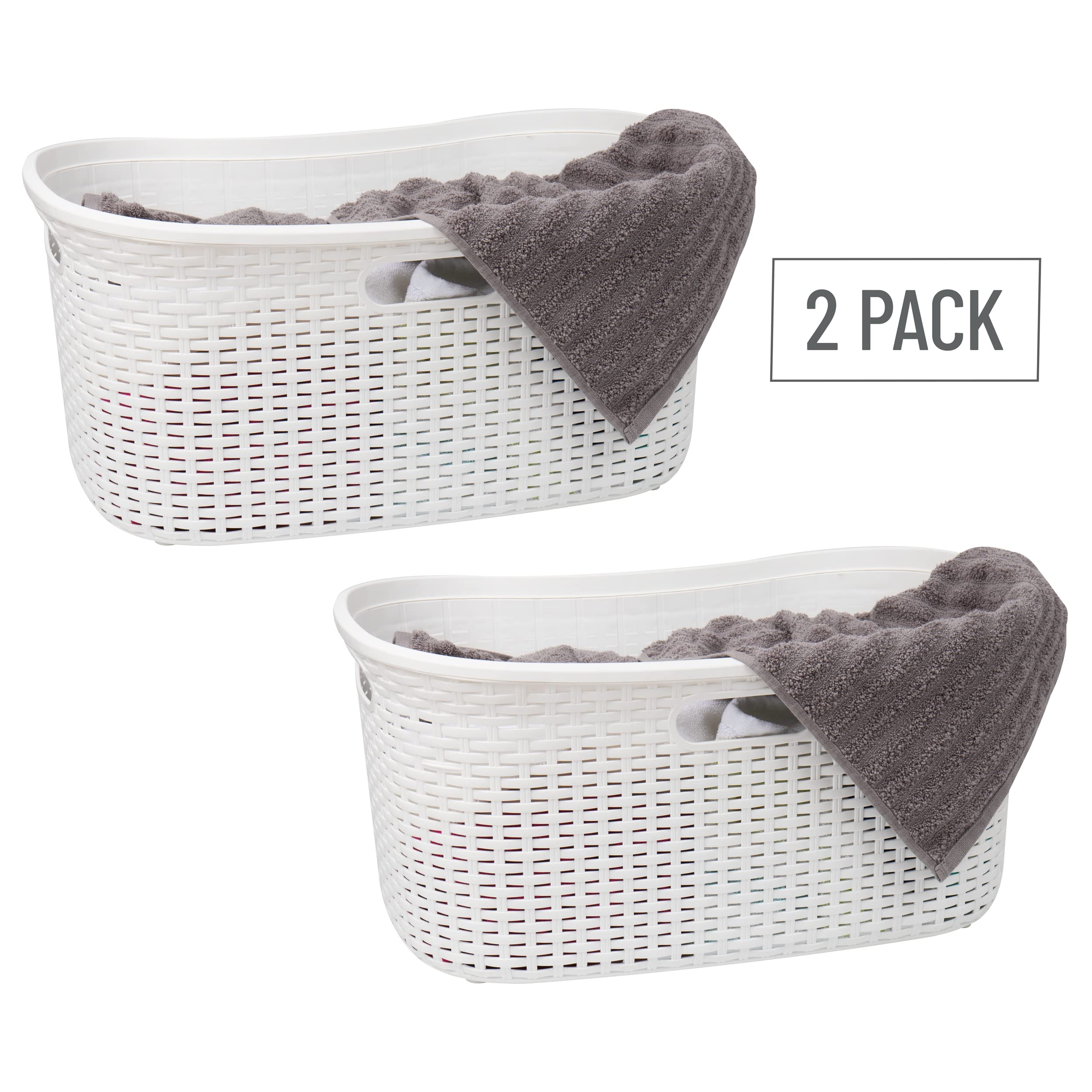 Ivory Wicker Mind Reader 40L Laundry Basket - Laundry Baskets by Handbags Specialist Headquarter | Available at Handbags Specialist Headquarter